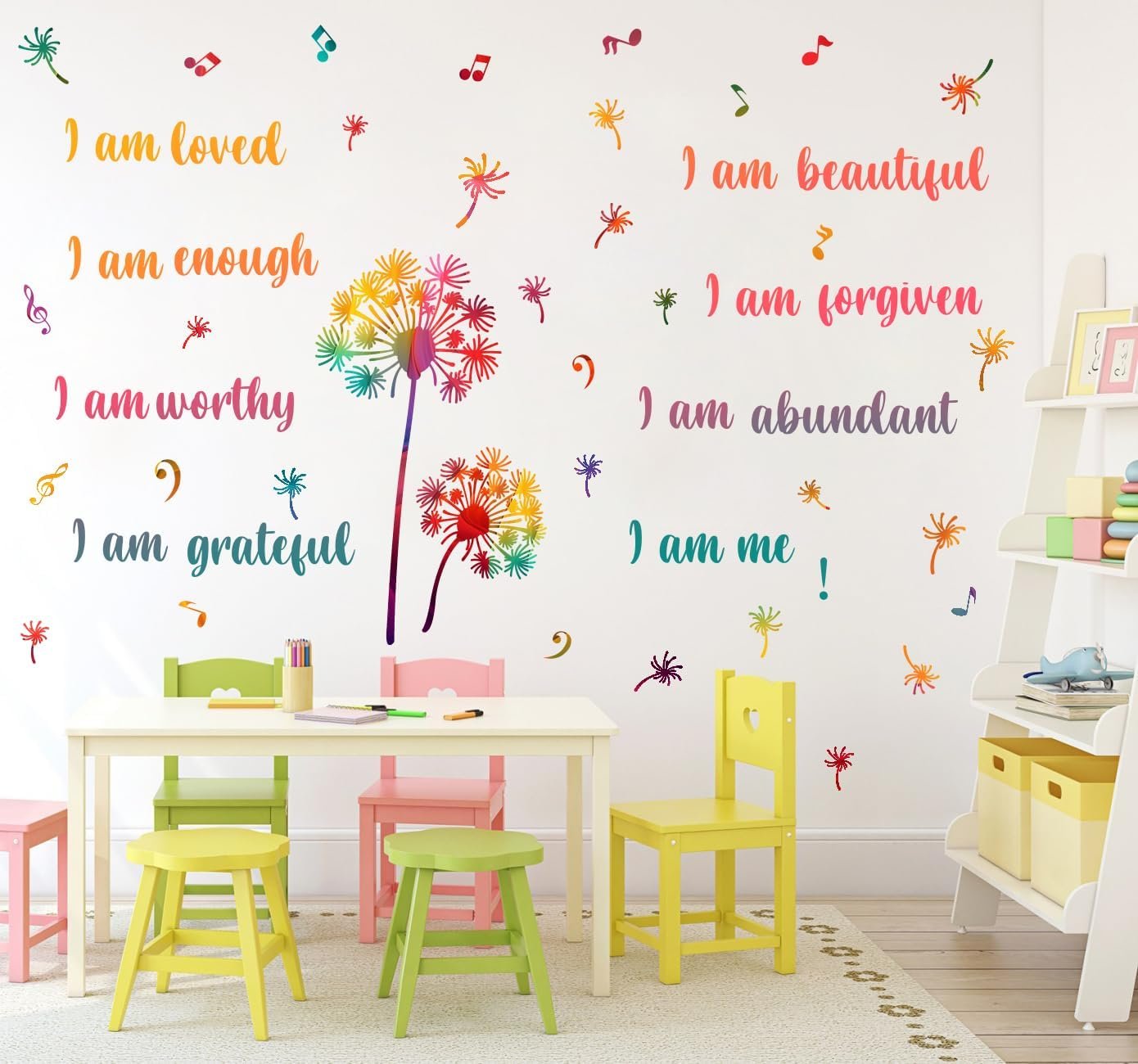 1747351213 colorful dandelion wall stickers motivational quote i am affirmation vinyl wall decals removable dandelion flying musical note diy wall art for kids bedroom office classroom decor.jpg