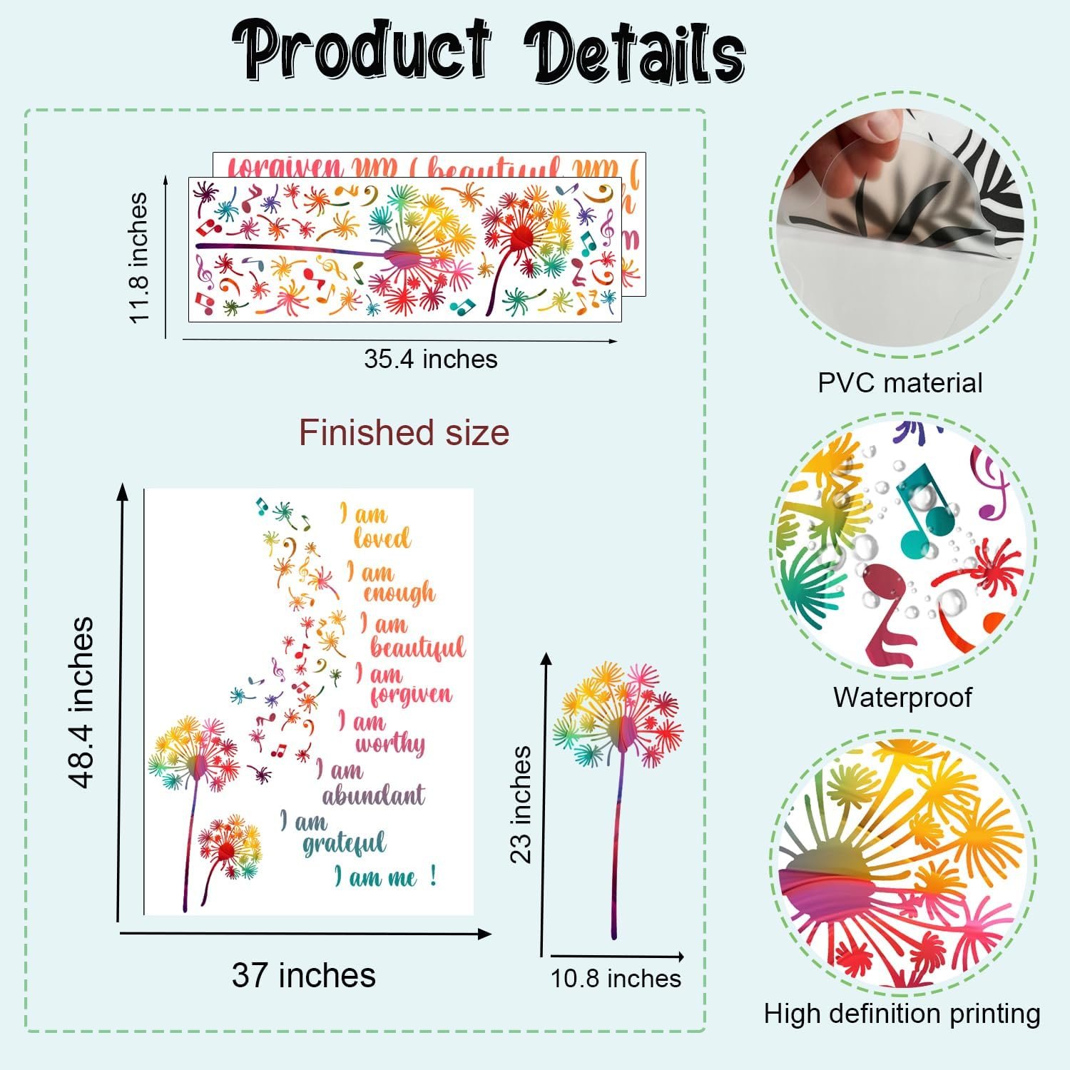 1747351218 colorful dandelion wall stickers motivational quote i am affirmation vinyl wall decals removable dandelion flying musical note diy wall art for kids bedroom office classroom decor.jpg