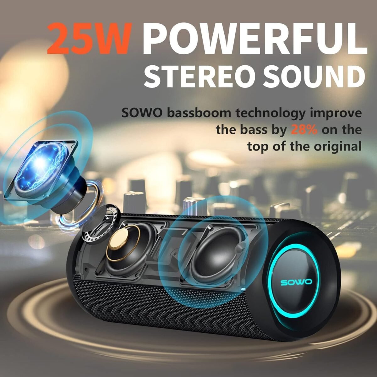 1747353471 wireless portable speakeripx7 waterproof bluetooth speaker 25w loud stereo sound bassboom technology tws pairing built in mic 16h playtime with lights for home outdoor black.jpg