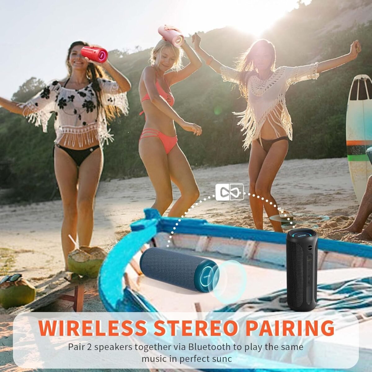 1747353475 wireless portable speakeripx7 waterproof bluetooth speaker 25w loud stereo sound bassboom technology tws pairing built in mic 16h playtime with lights for home outdoor black.jpg