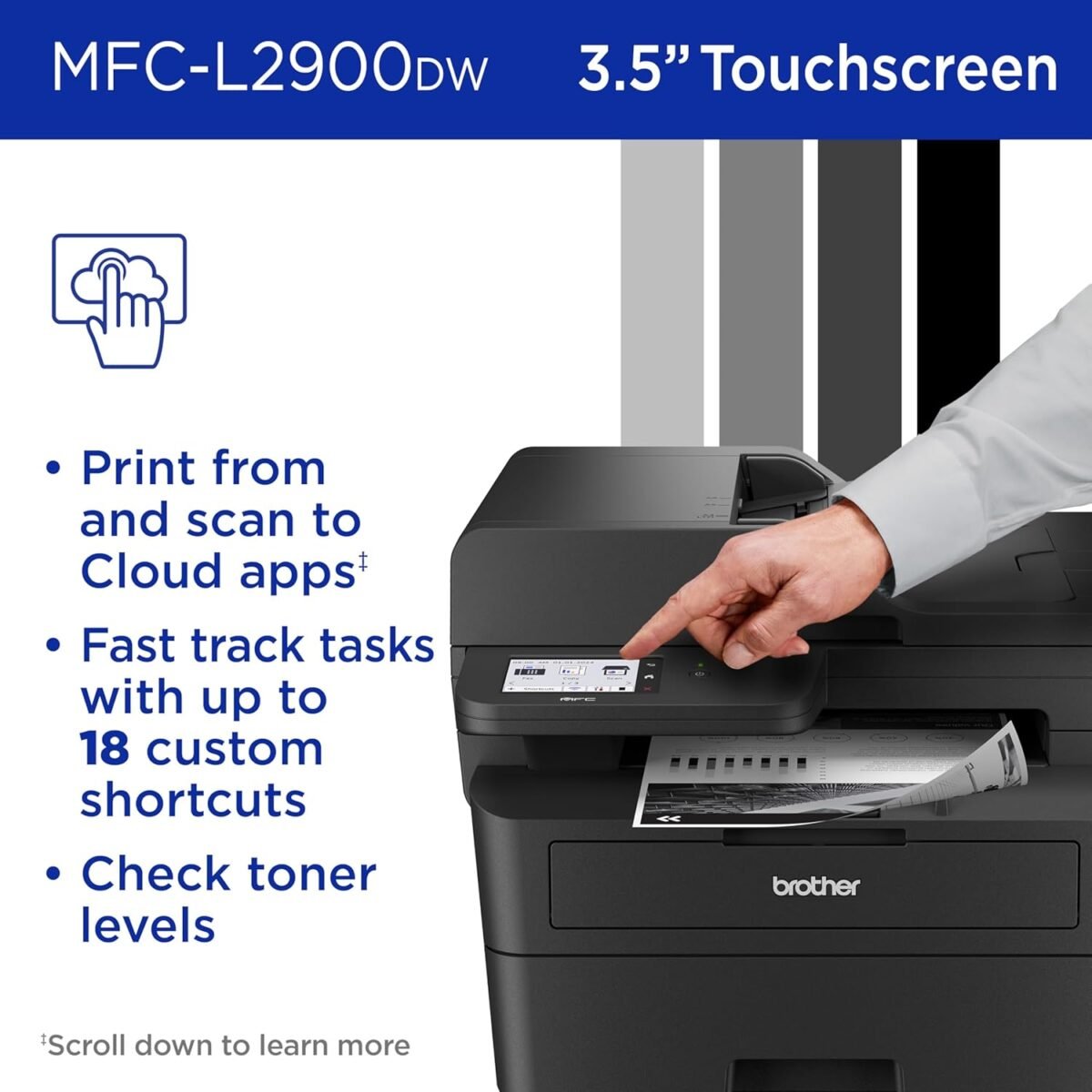 1747372345 brother professional laser printer with scanner high speed 36 ppm monochrome all in one wireless duplex printing and scanning cloud ready 3.5 in touchscreen for small business mfc l2900dw.jpg