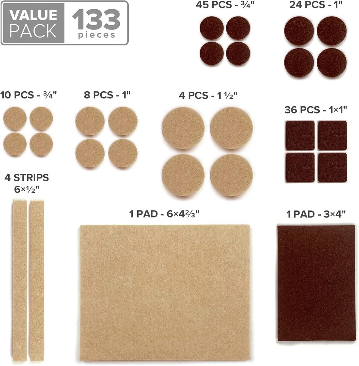 1747403475 felt furniture pads x protector 133 pcs premium furniture pads felt pads furniture feet best wood floor protectors protect your hardwood laminate flooring brown and beige.jpg