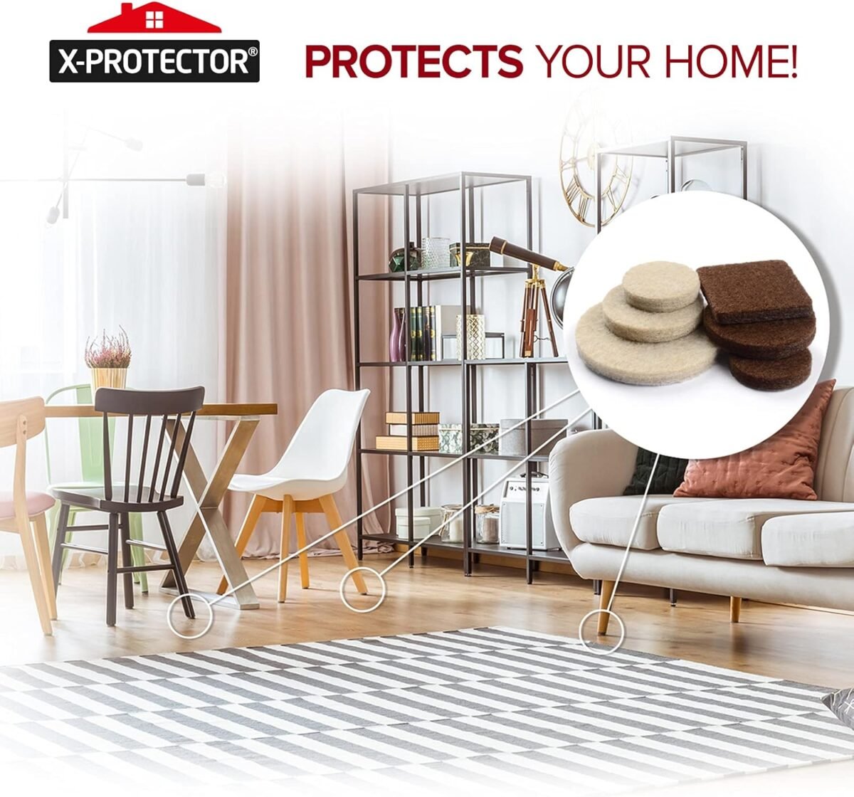 1747403476 felt furniture pads x protector 133 pcs premium furniture pads felt pads furniture feet best wood floor protectors protect your hardwood laminate flooring brown and beige.jpg
