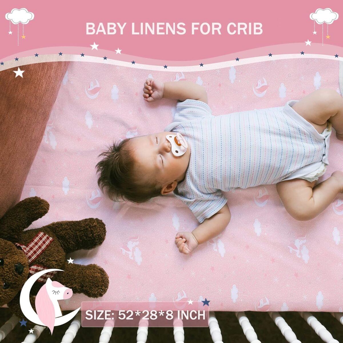 1747403761 uomny crib bedding set for girls pink baby nursery sets 3 pieces quilt comforter fitted sheet toddler pillowcase soft star.jpg