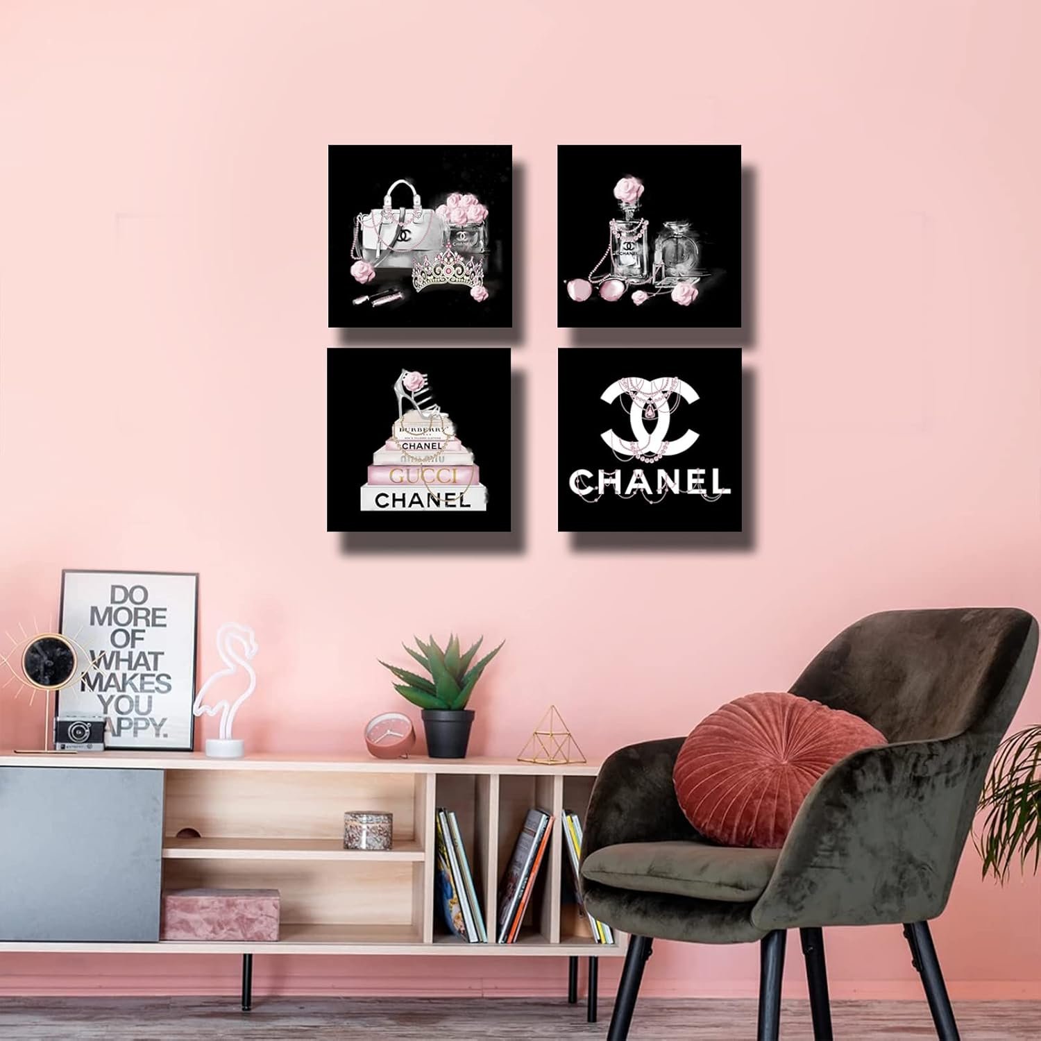 1747417219 meetdeceny black and white wall artpink book pictures room decor for teen girlswomen handbag perfume wall decor for living roomfashion canvas artwork size 10x 10x 4 pieces.jpg