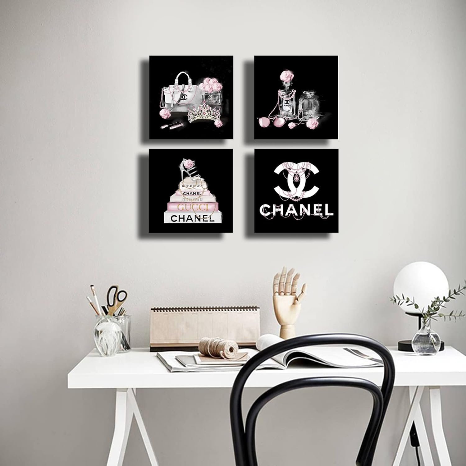 1747417220 meetdeceny black and white wall artpink book pictures room decor for teen girlswomen handbag perfume wall decor for living roomfashion canvas artwork size 10x 10x 4 pieces.jpg