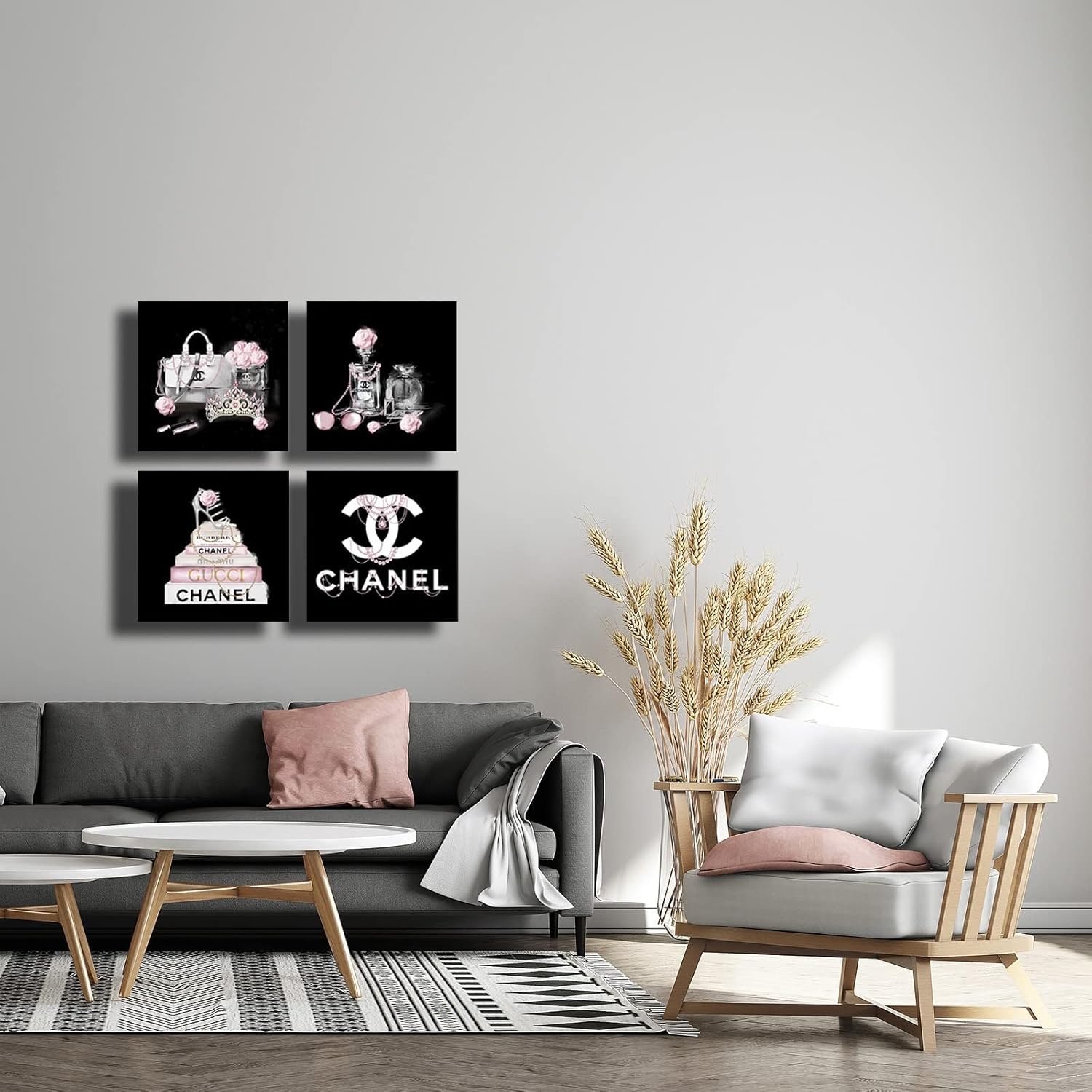 1747417221 meetdeceny black and white wall artpink book pictures room decor for teen girlswomen handbag perfume wall decor for living roomfashion canvas artwork size 10x 10x 4 pieces.jpg