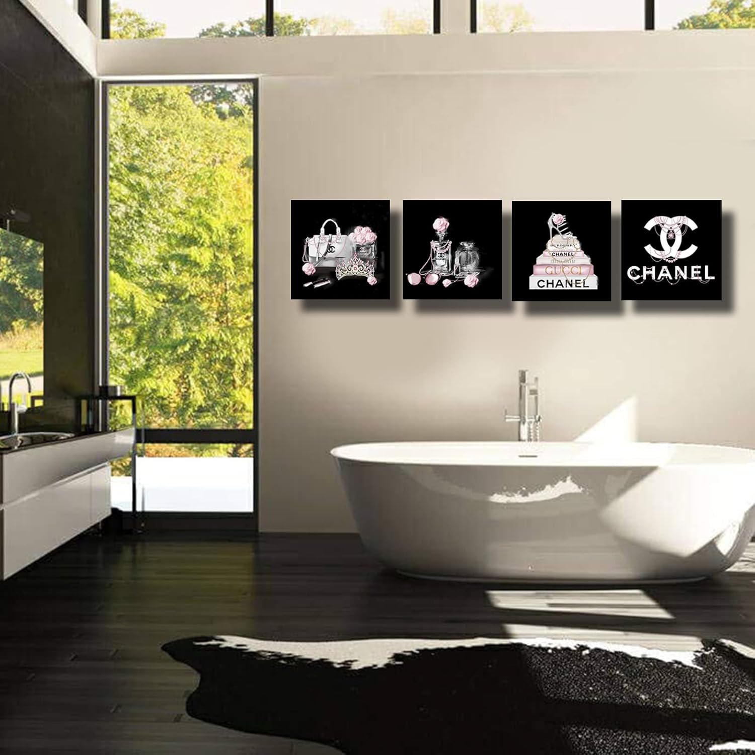 1747417223 meetdeceny black and white wall artpink book pictures room decor for teen girlswomen handbag perfume wall decor for living roomfashion canvas artwork size 10x 10x 4 pieces.jpg