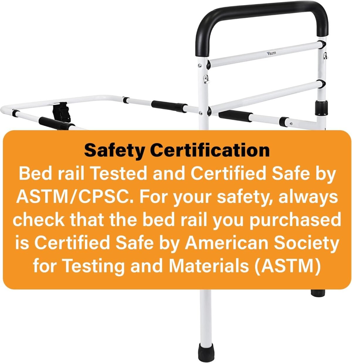 1747429649 fsahsa eligible vaunn medical new adjustable bed assist rail handle passed astm f3186–17 safety standard and hand guard grab bar bedside safety and stability tool free assembly whiteblack.jpg