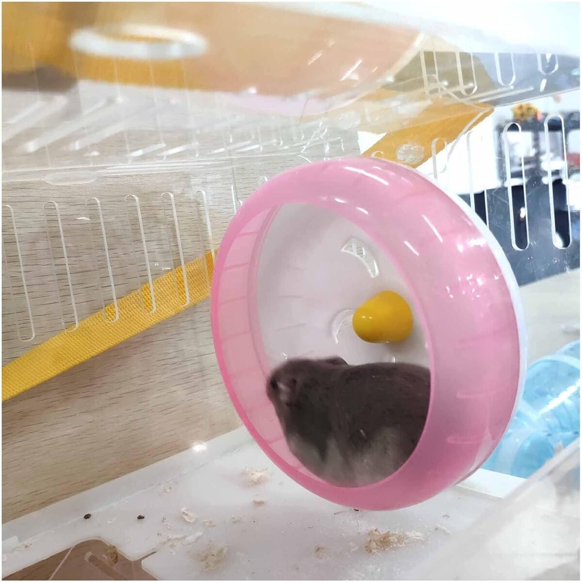 1747433597 wishlotus silent running wheel jogging exercise toy for hamster cage accessory for dwarf hamster golden silk shih tzu bear pink.jpg