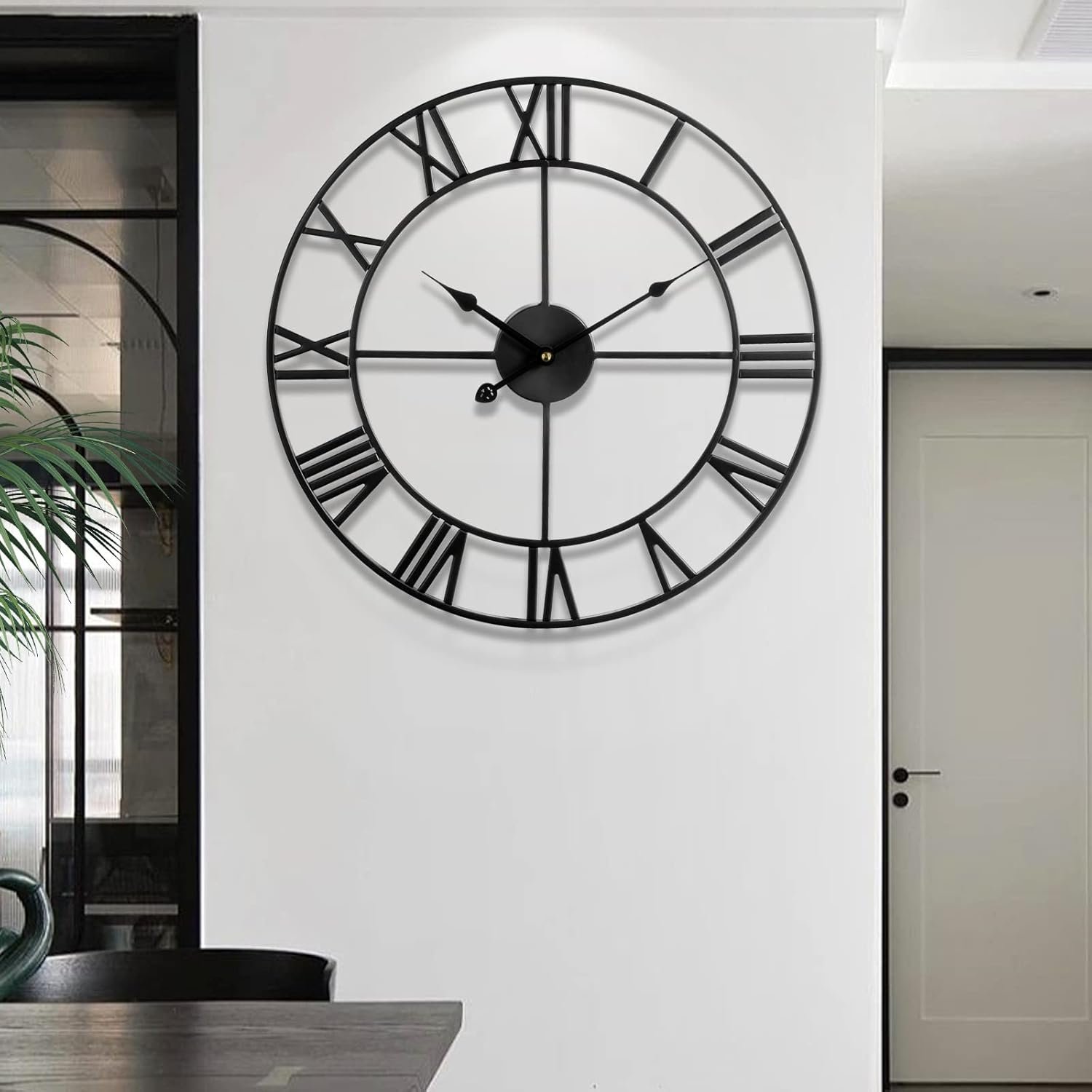1747439077 large wall clock 40cm 16 inches silent non ticking metal wall clock black vintage modern style battery operated ideal for living room bedroom office farmhouse decor.jpg