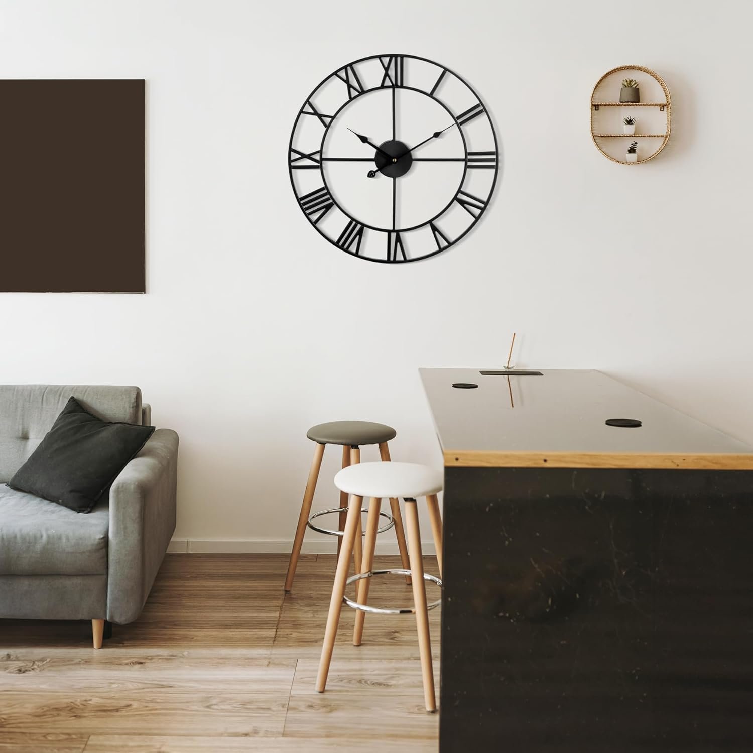 1747439078 large wall clock 40cm 16 inches silent non ticking metal wall clock black vintage modern style battery operated ideal for living room bedroom office farmhouse decor.jpg