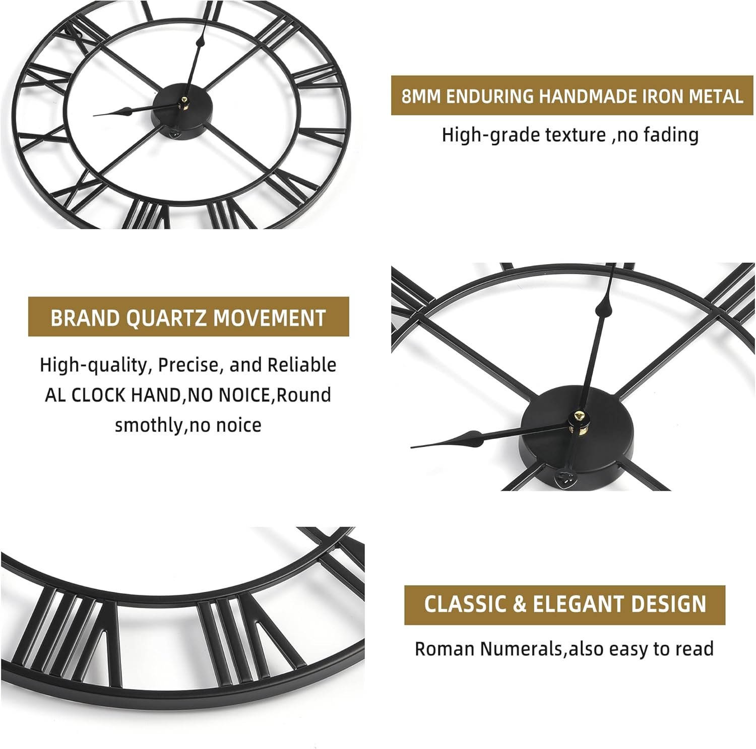 1747439080 large wall clock 40cm 16 inches silent non ticking metal wall clock black vintage modern style battery operated ideal for living room bedroom office farmhouse decor.jpg