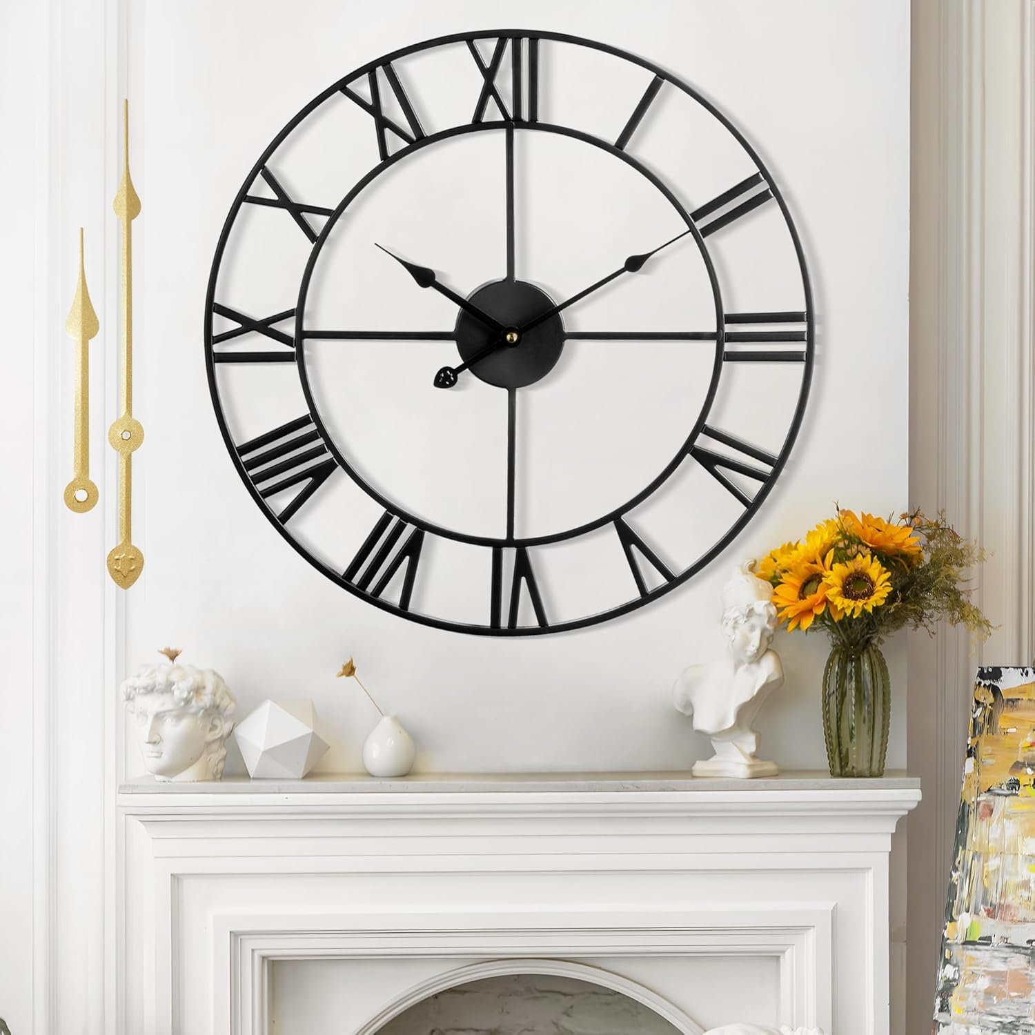 1747439082 large wall clock 40cm 16 inches silent non ticking metal wall clock black vintage modern style battery operated ideal for living room bedroom office farmhouse decor.jpg