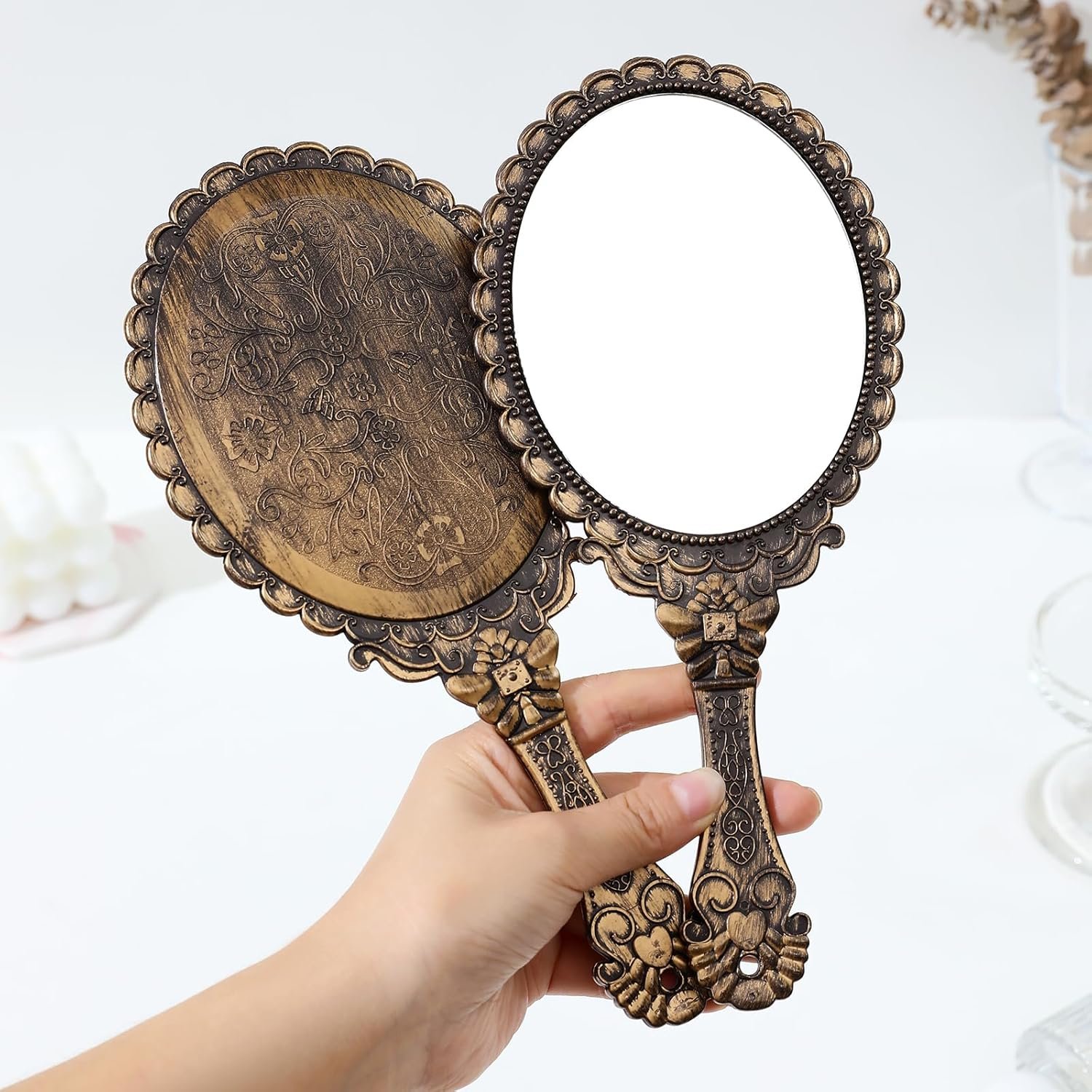 1747478439 xpxkj hand mirror vintage handheld mirror with handle vanity makeup mirror travel mirrors rust gold oval.jpg