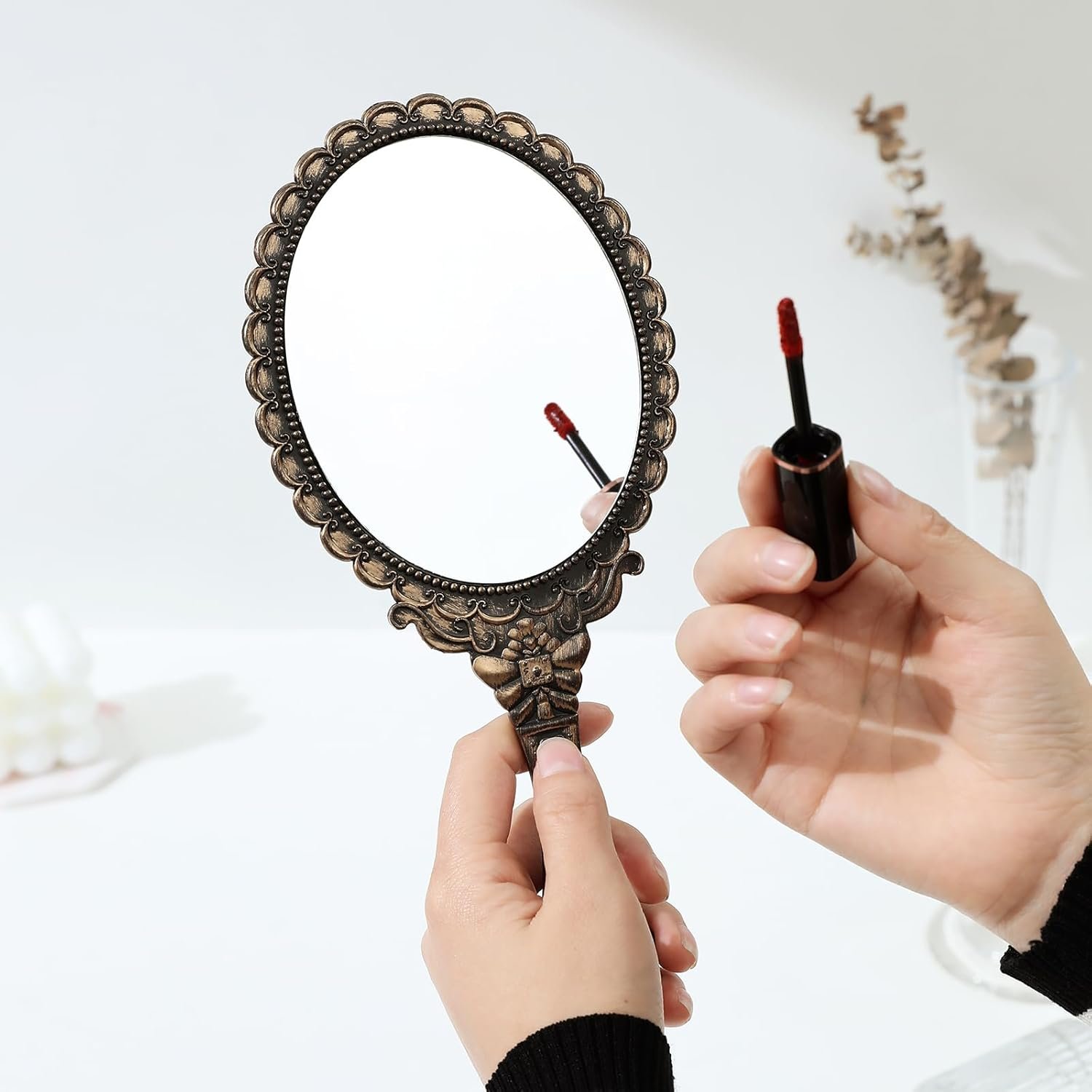 1747478441 xpxkj hand mirror vintage handheld mirror with handle vanity makeup mirror travel mirrors rust gold oval.jpg