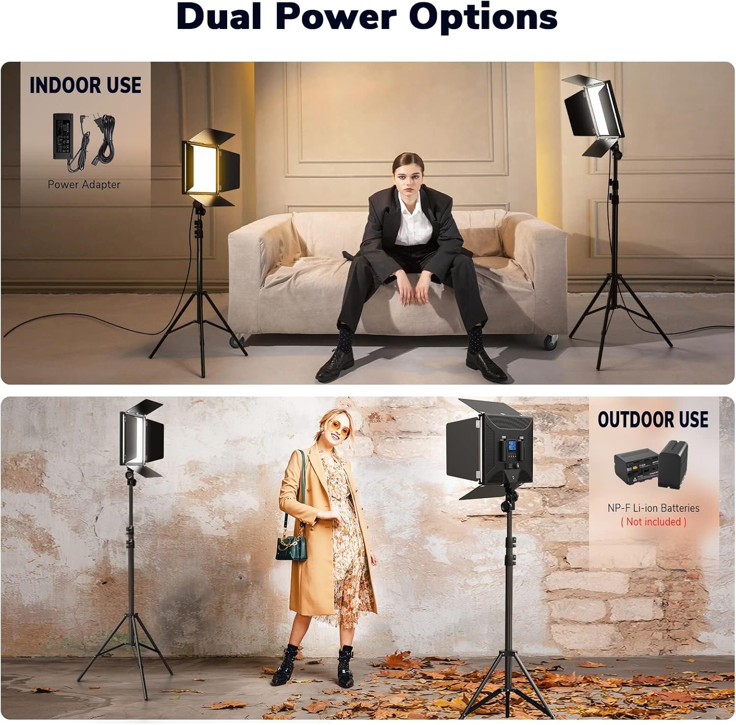 1747491769 d50 photography lighting with barn door 2 pack 15.4 led video light with remote 45w 3000k 8000k dimmable bi color panel light for live streamingwedding shootingvideo recordingstudiofilm.jpg