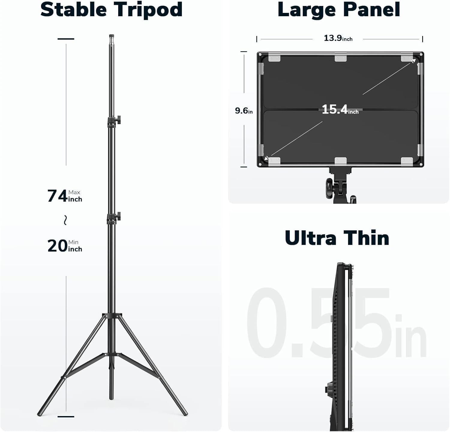 1747491771 d50 photography lighting with barn door 2 pack 15.4 led video light with remote 45w 3000k 8000k dimmable bi color panel light for live streamingwedding shootingvideo recordingstudiofilm.jpg