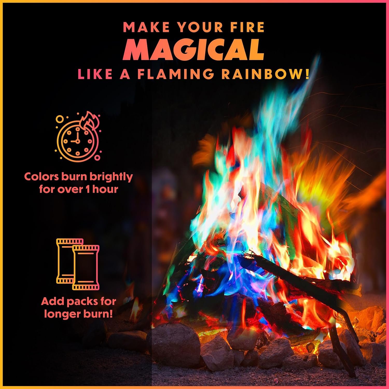 1747542682 magical flames fire color changing packets for fire pit indooroutdoor fireplace campfires bonfires 25 pack of flame color changing packets camping accessories.jpg