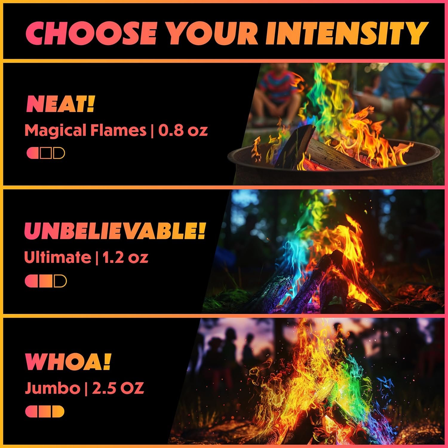 1747542685 magical flames fire color changing packets for fire pit indooroutdoor fireplace campfires bonfires 25 pack of flame color changing packets camping accessories.jpg