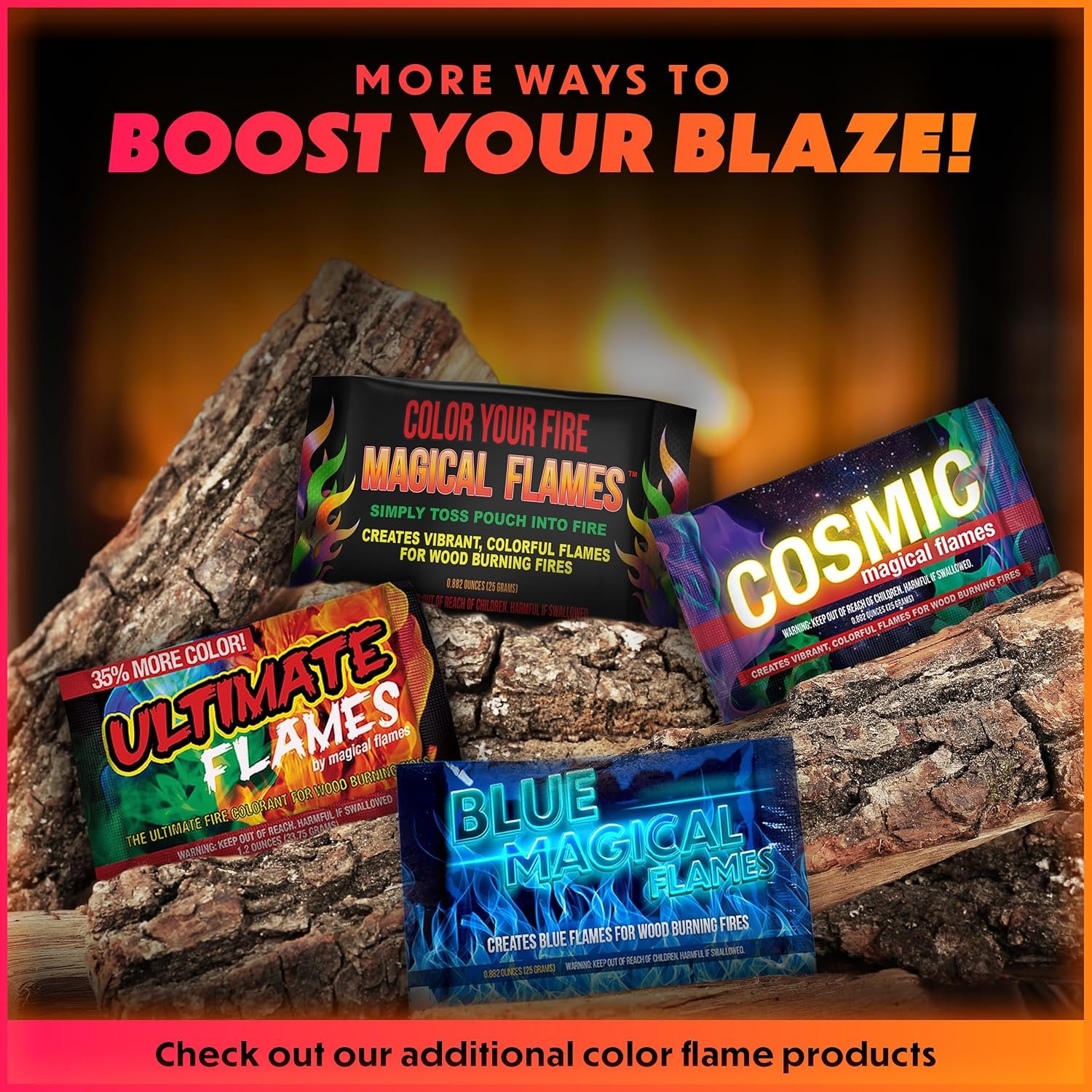 1747542688 magical flames fire color changing packets for fire pit indooroutdoor fireplace campfires bonfires 25 pack of flame color changing packets camping accessories.jpg