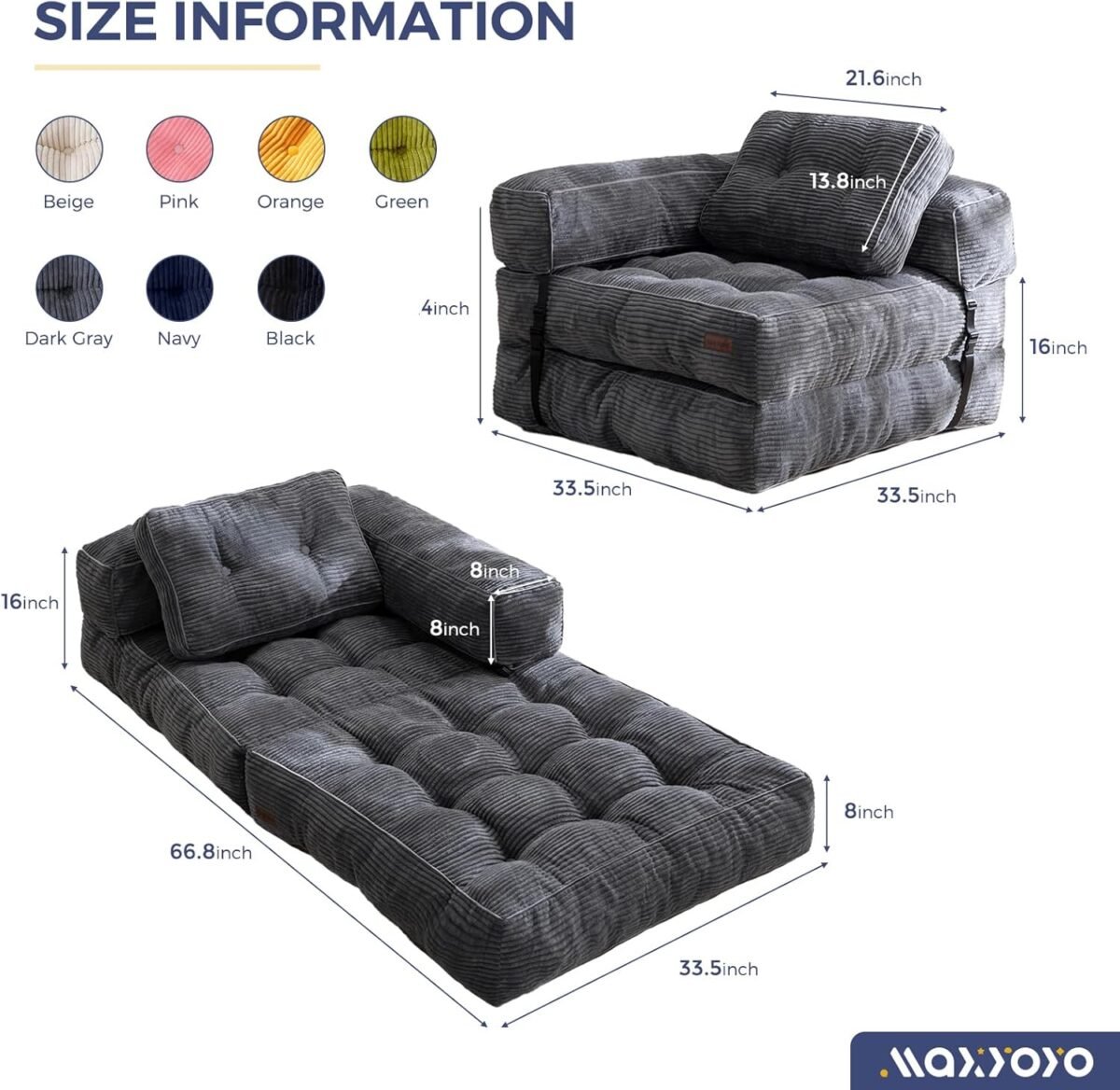 1747566691 maxyoyo folding sofa bed l shaped convertible sofa bed with armrest foldable sleeper sofa with pillow portable fold out chair bed comfy floor lounge for living room bedroom dark grey.jpg
