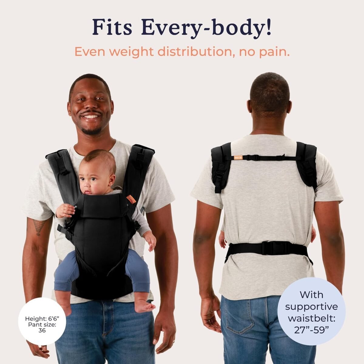 1747603348 beco gemini baby carrier metro black multi position soft structured sling w adjustable straps comfort padding for infanttoddler hip support.jpg