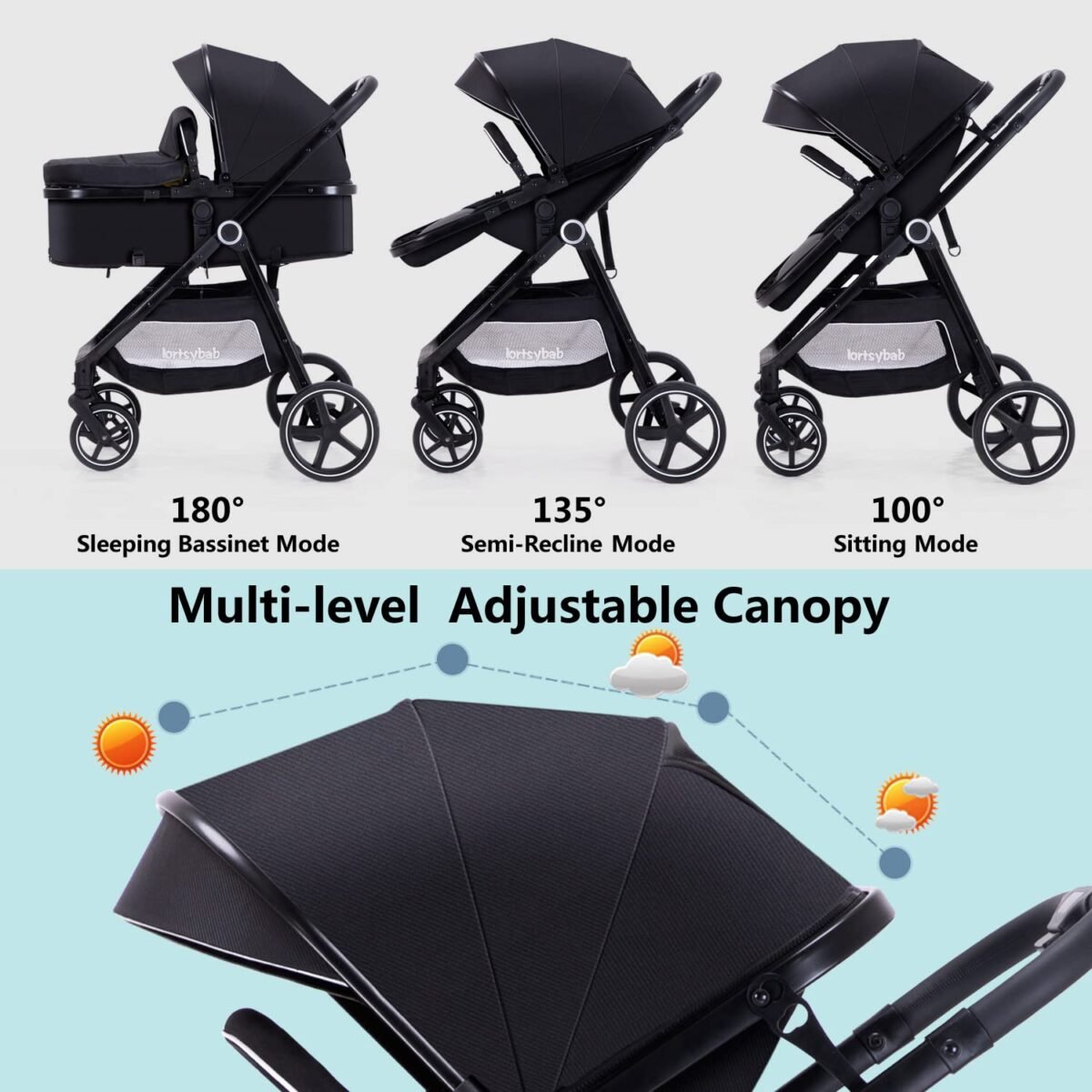 1747603506 2 in 1 baby stroller with bassinet mode folding infant newborn pram stroller with reversible seat toddler strollers for 0 36 months old babies.jpg