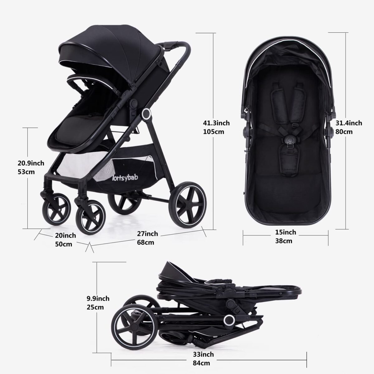 1747603512 2 in 1 baby stroller with bassinet mode folding infant newborn pram stroller with reversible seat toddler strollers for 0 36 months old babies.jpg
