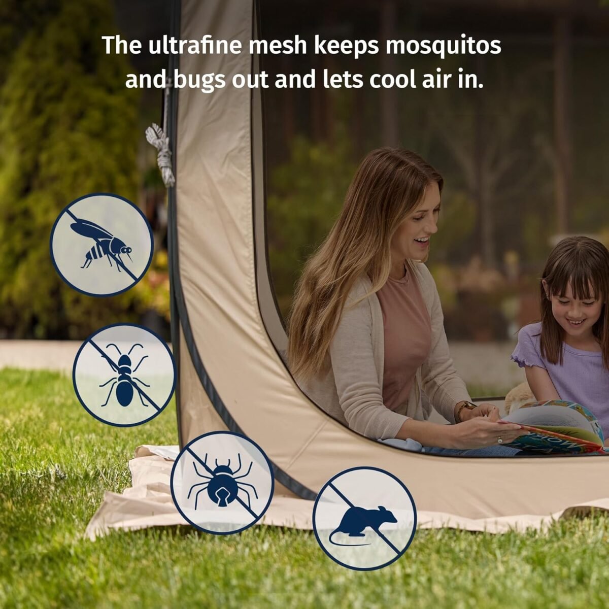 1747668817 east oak screen house tent pop up portable screen room canopy instant screen tent 10 x 10 ft with carry bag for patio backyard deck outdoor activities beige.jpg