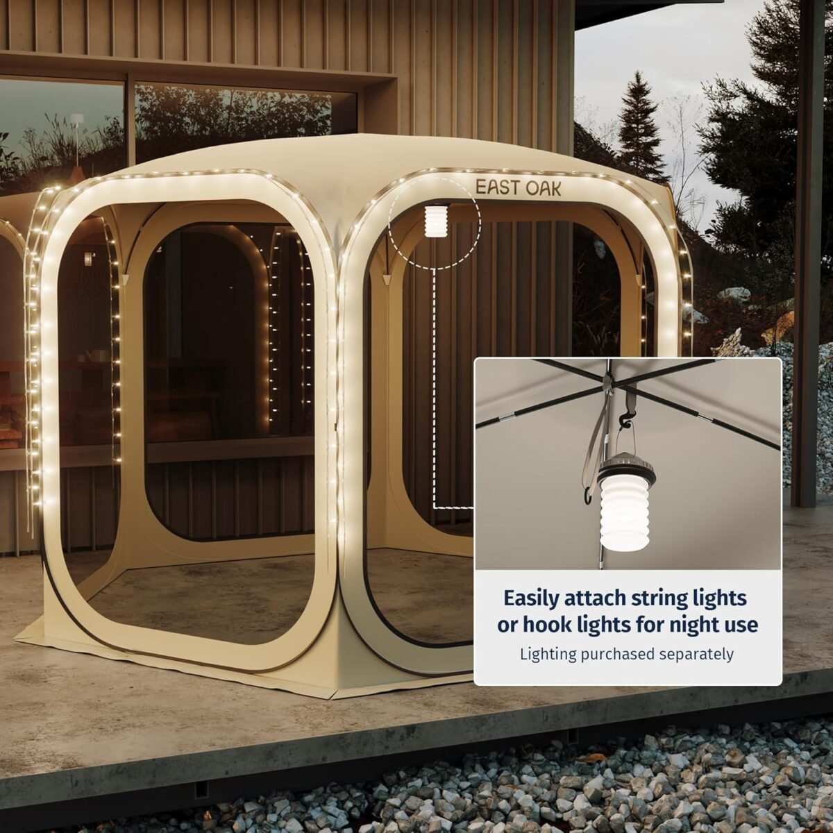 1747668822 east oak screen house tent pop up portable screen room canopy instant screen tent 10 x 10 ft with carry bag for patio backyard deck outdoor activities beige.jpg