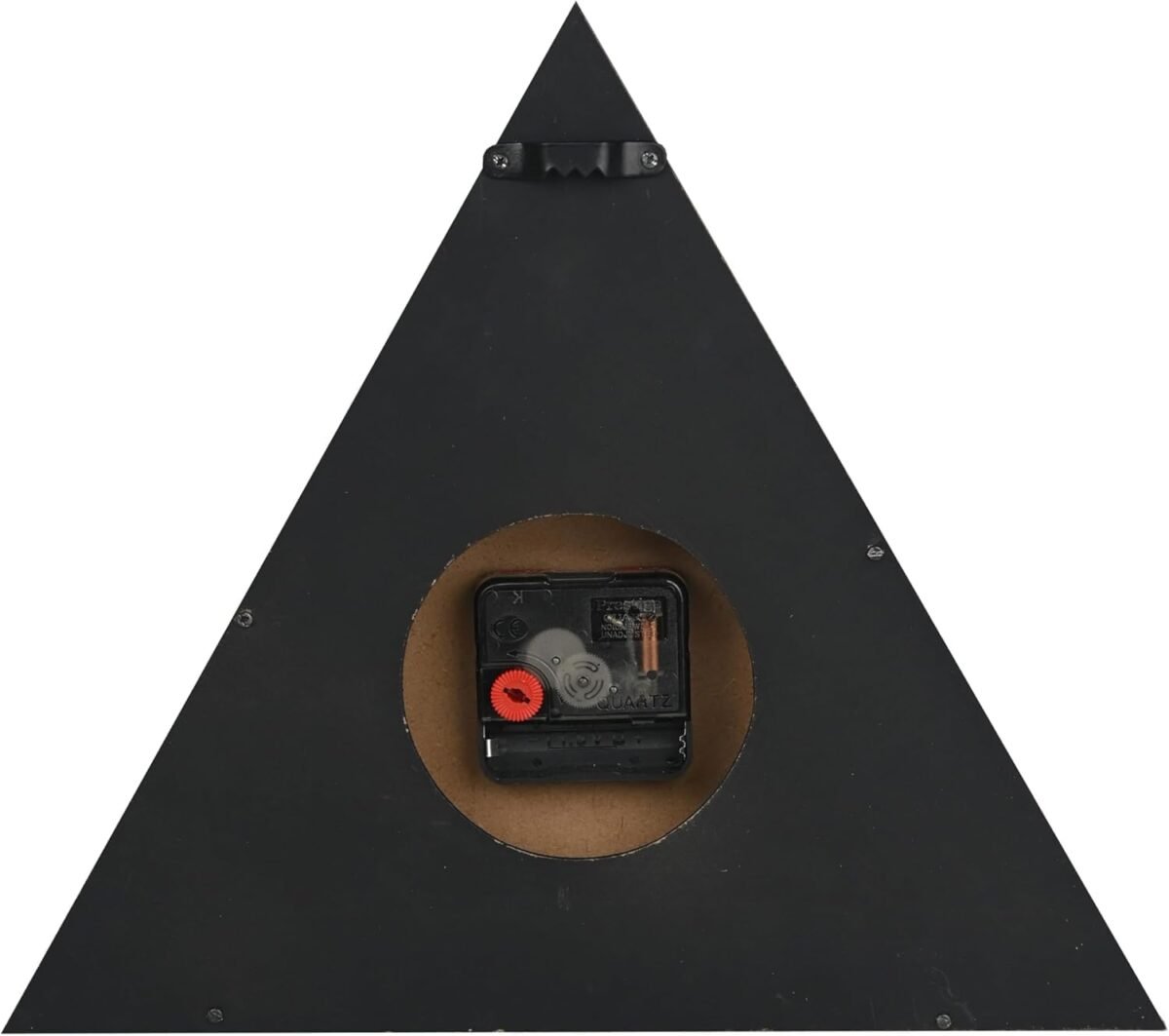 1747668997 brown wooden triangle shape wooden wall clock vintage nautical style roman number silent wall clock mid century modern battery operated mantel wall hanging clock 12 inch.jpg