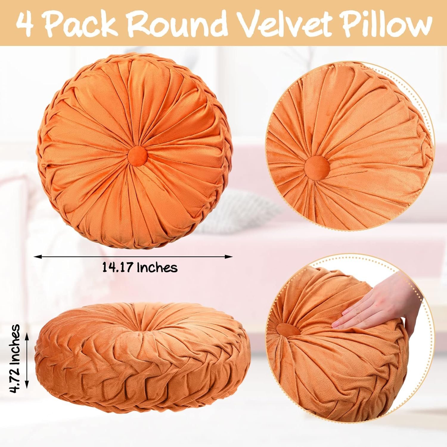 1747703416 kathfly 4 count round throw pillow velvet pleated 3d pumpkin round pillow boho floor cushion couch for bed chair home car sofa decorations 14.17 x 14.17 inches colorful.jpg