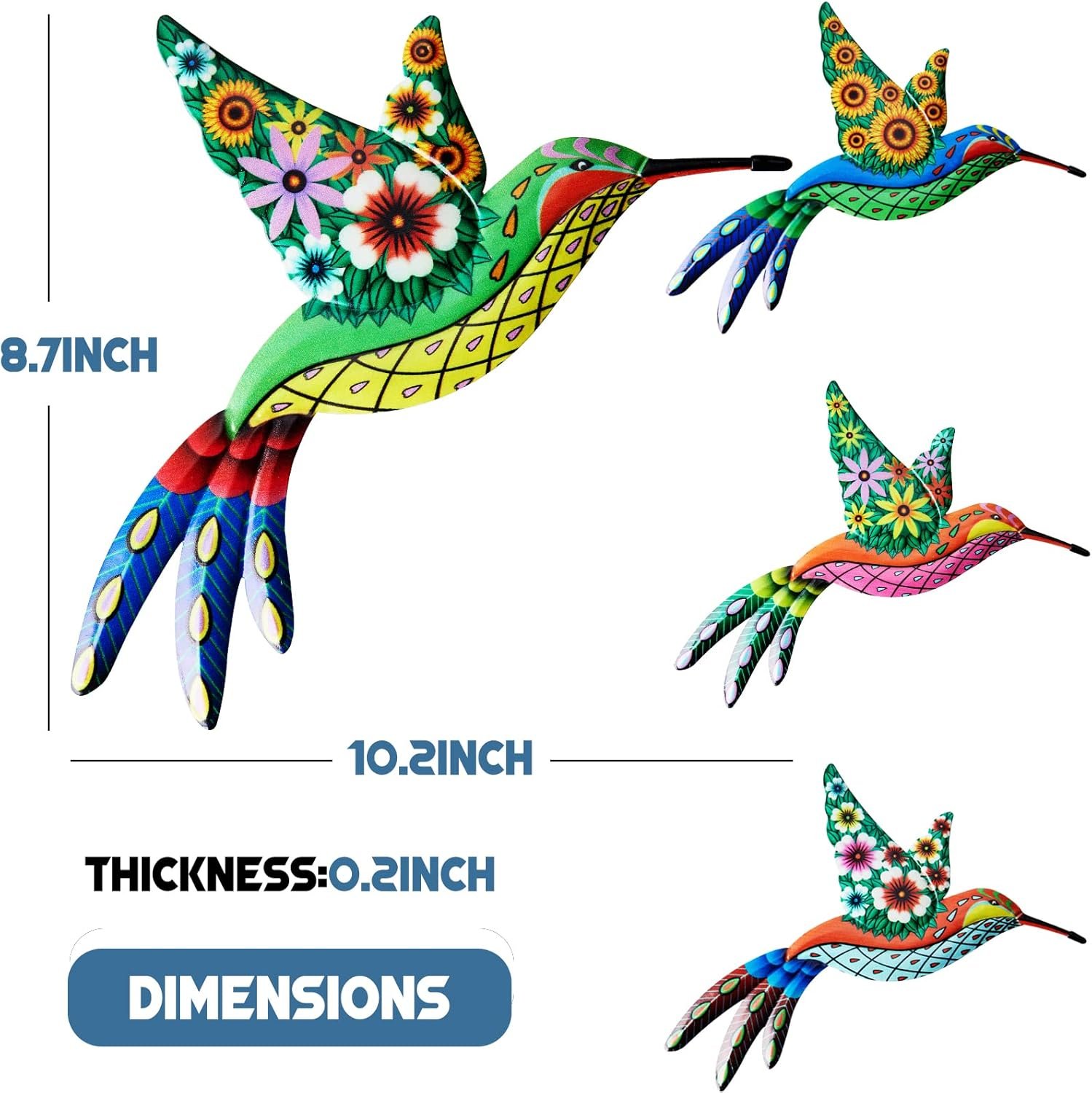 1747750168 4 pack metal hummingbird wall art iron 4d hummingbird outdoor wall sculpture garden fence hanging decor with colorful birds nails for patio living room bedroom.jpg