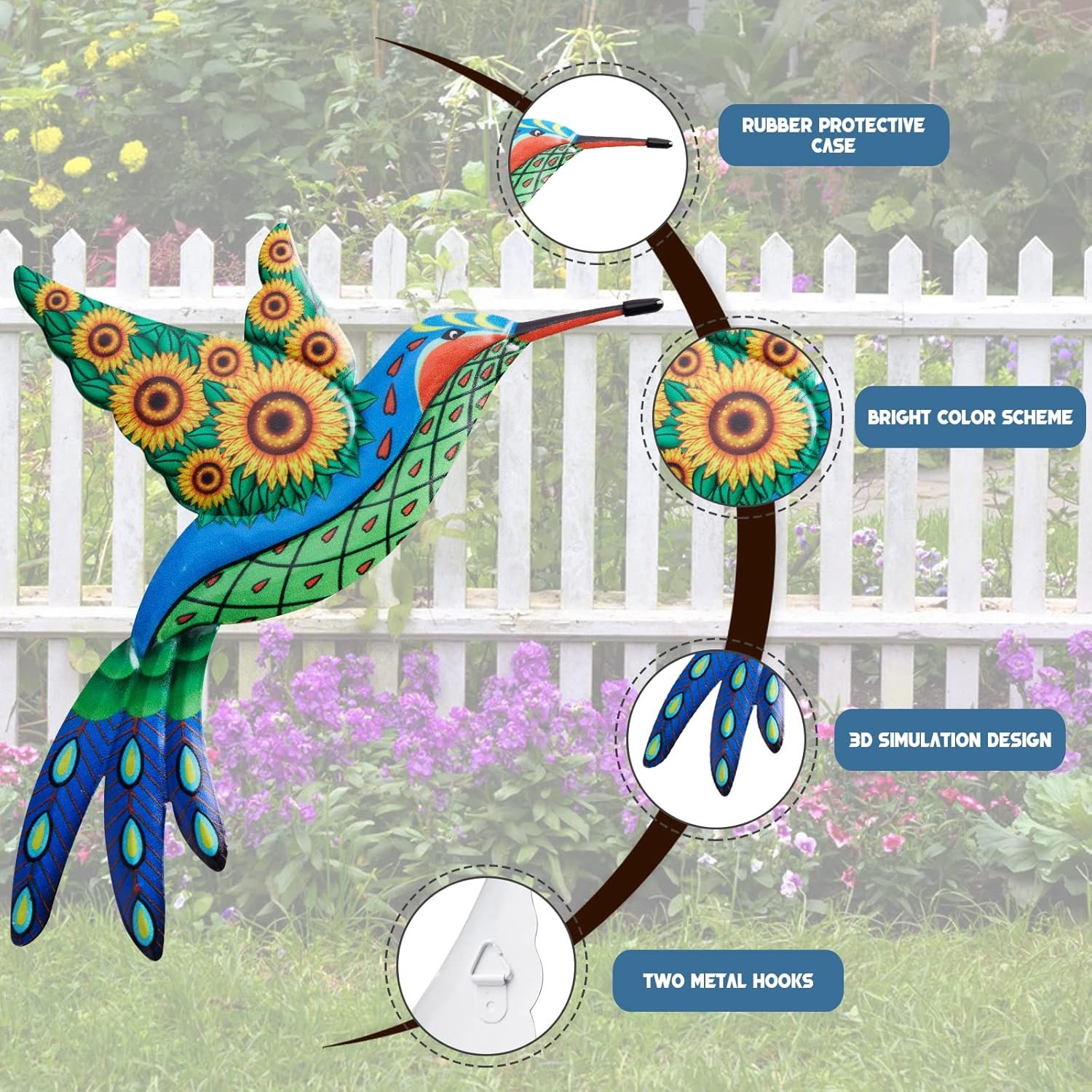 1747750169 4 pack metal hummingbird wall art iron 4d hummingbird outdoor wall sculpture garden fence hanging decor with colorful birds nails for patio living room bedroom.jpg