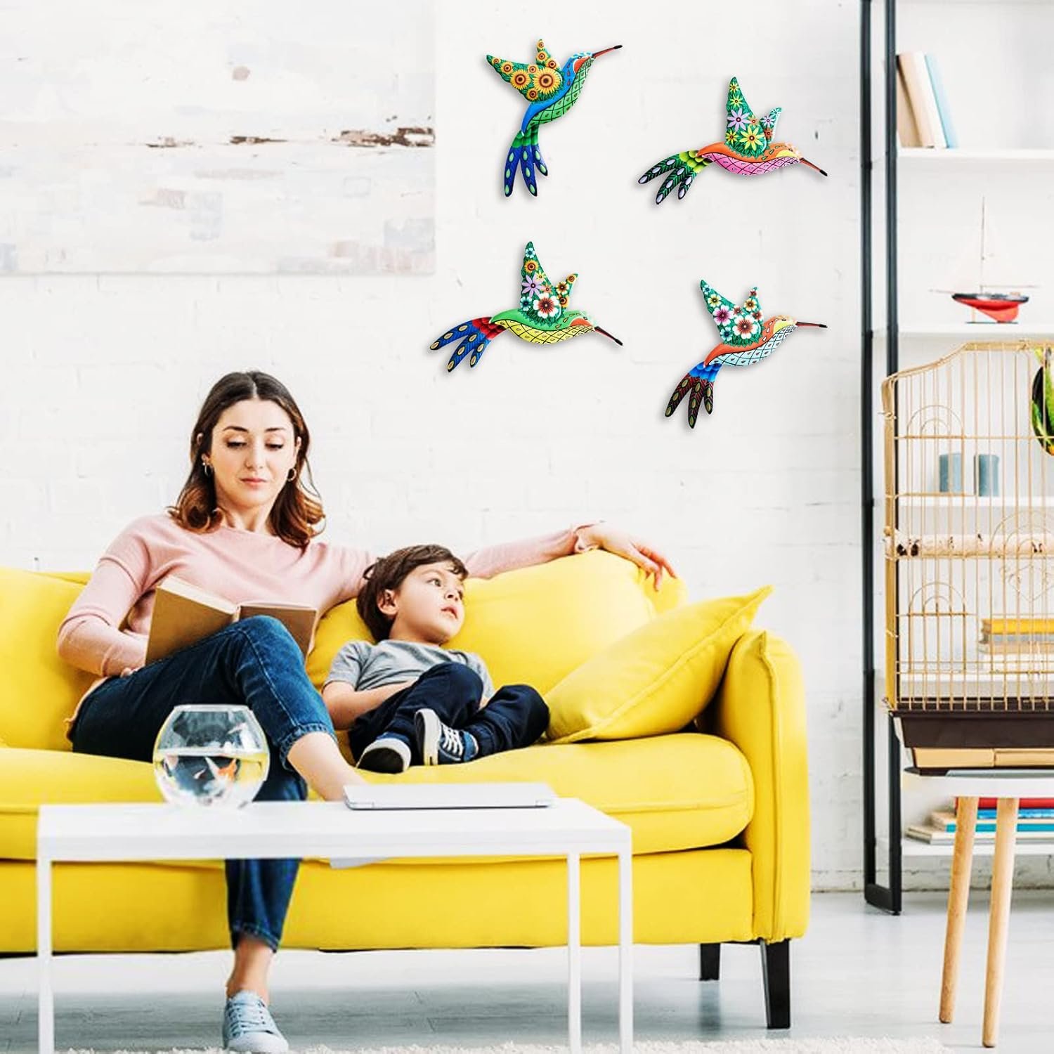 1747750174 4 pack metal hummingbird wall art iron 4d hummingbird outdoor wall sculpture garden fence hanging decor with colorful birds nails for patio living room bedroom.jpg