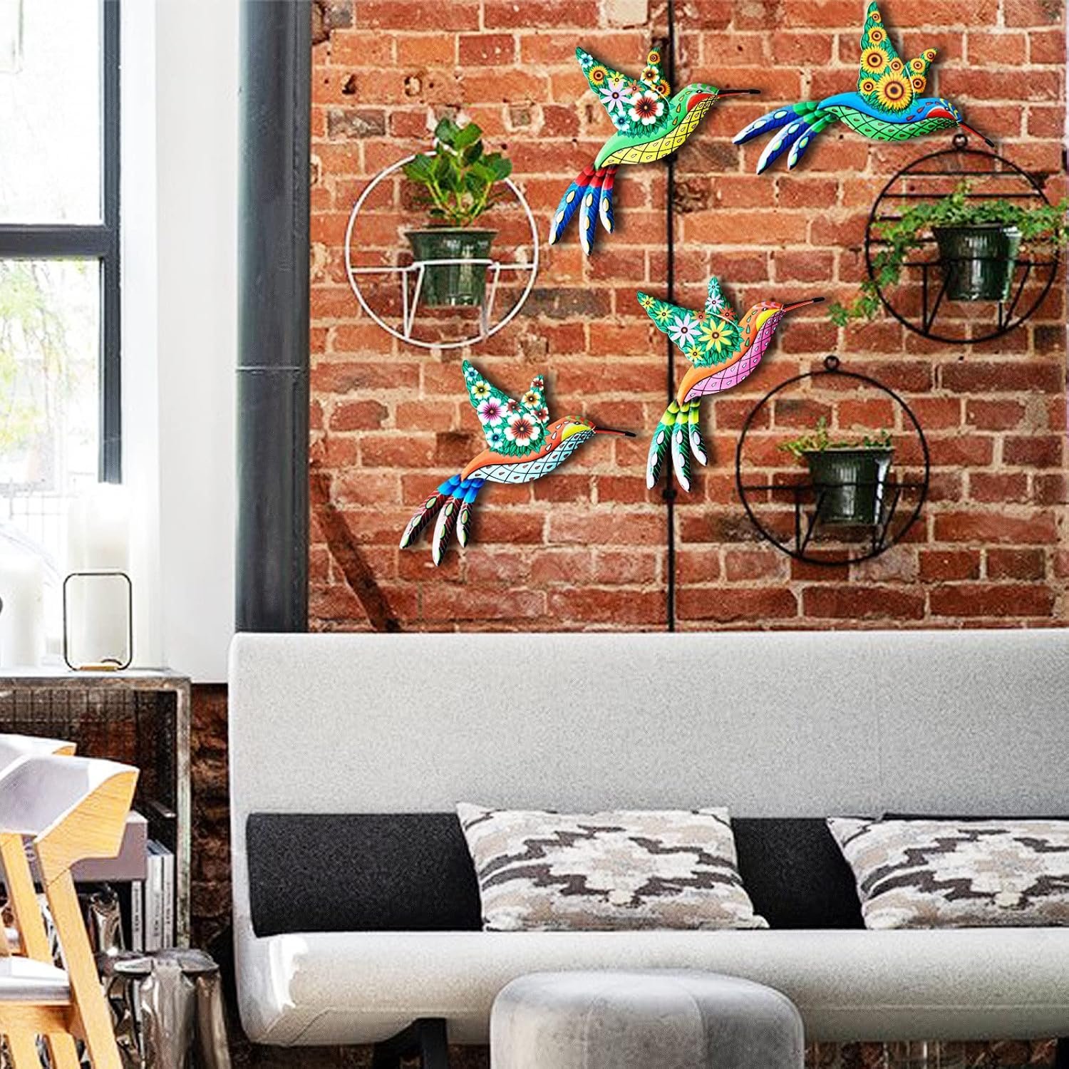 1747750175 4 pack metal hummingbird wall art iron 4d hummingbird outdoor wall sculpture garden fence hanging decor with colorful birds nails for patio living room bedroom.jpg