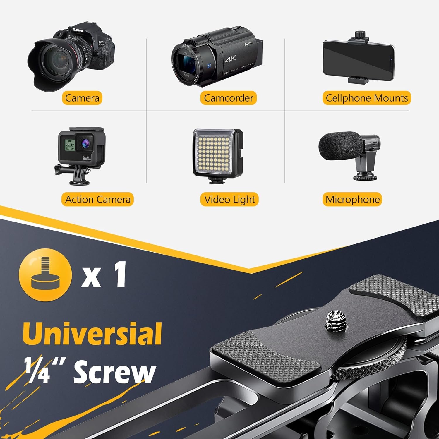 1747753587 zeadio camera video rig cage aluminum filmmaking movie making kit with top handle arca type base and two 15mm rod guide compatible with all dslr camera and camcorder.jpg