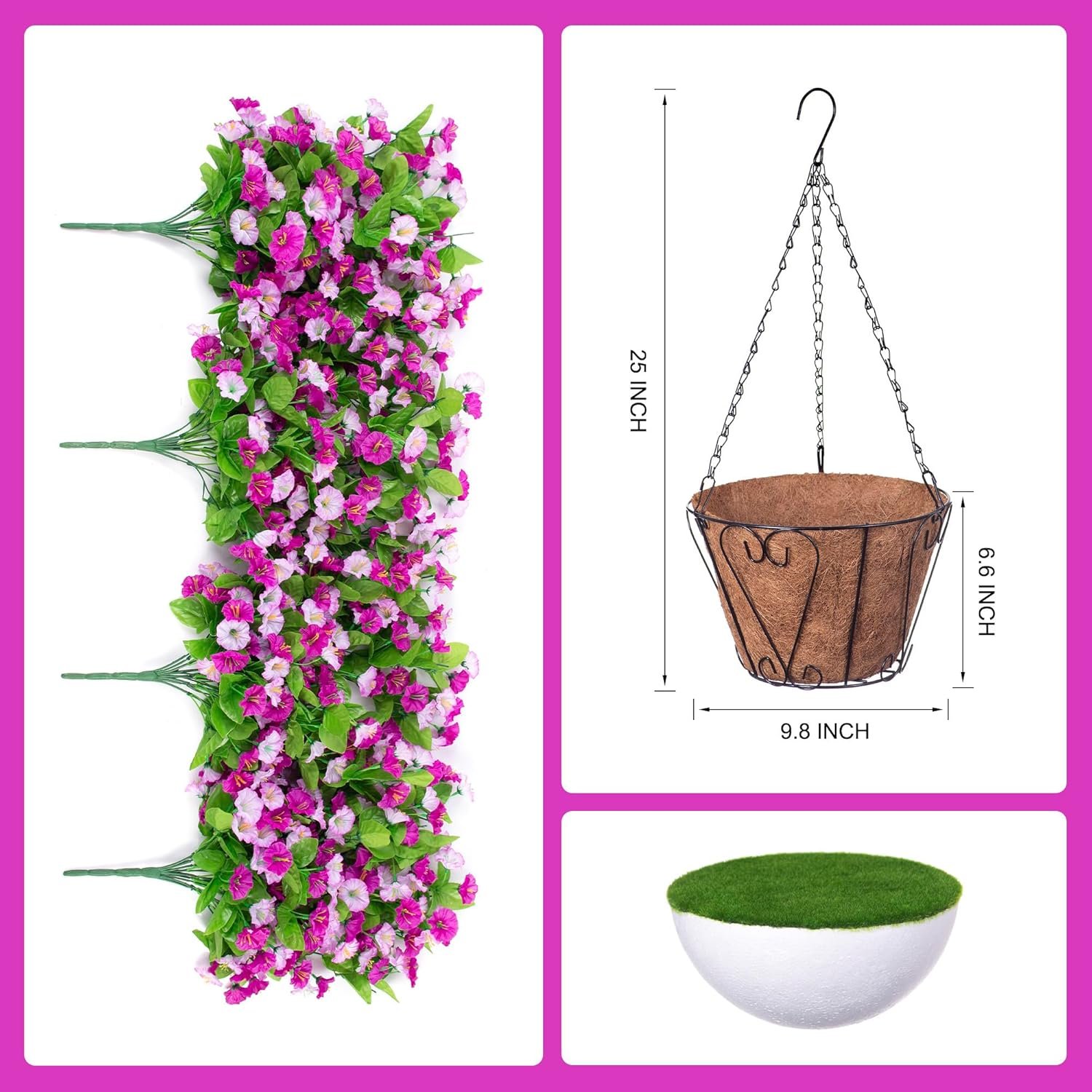 1747786717 hanging baskets with artificial flowers for plants outdoor indoor faux silk morning glory vines faux green plant arrangement for garden patio spring summer decordarkorchid.jpg