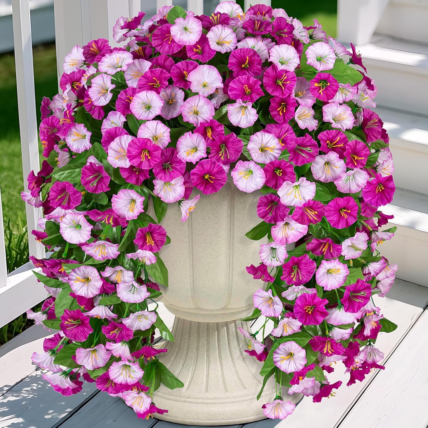 1747786722 hanging baskets with artificial flowers for plants outdoor indoor faux silk morning glory vines faux green plant arrangement for garden patio spring summer decordarkorchid.jpg