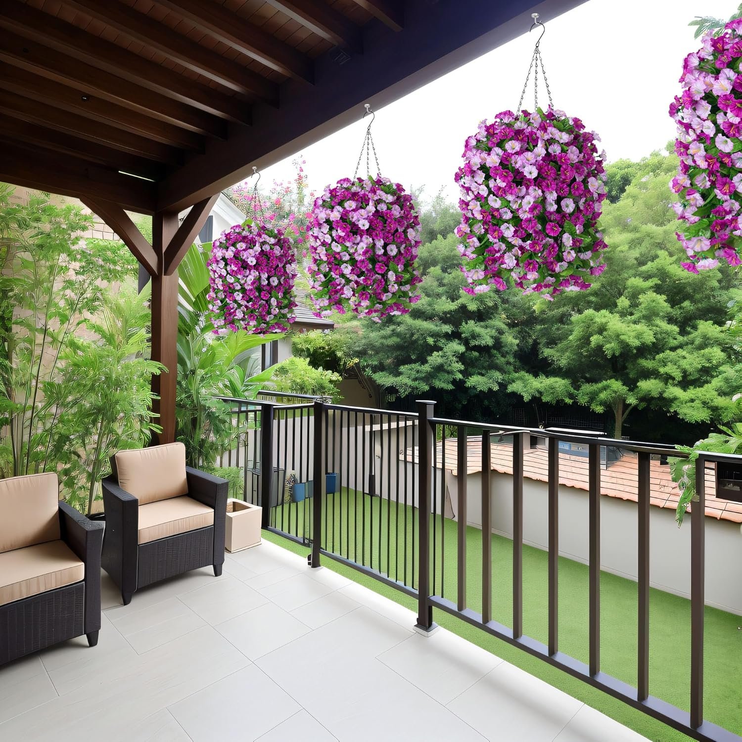1747786723 hanging baskets with artificial flowers for plants outdoor indoor faux silk morning glory vines faux green plant arrangement for garden patio spring summer decordarkorchid.jpg