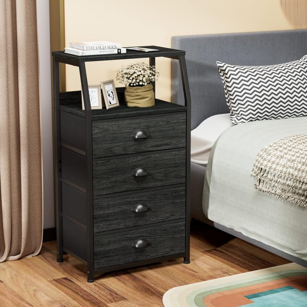 1747820059 furnulem tall 4 drawers dresser vertical storage tower black dresser for bedroom hallway entryway nursery closet organizer nightstand bedside table furniture sturdy steel frame wood top.jpg