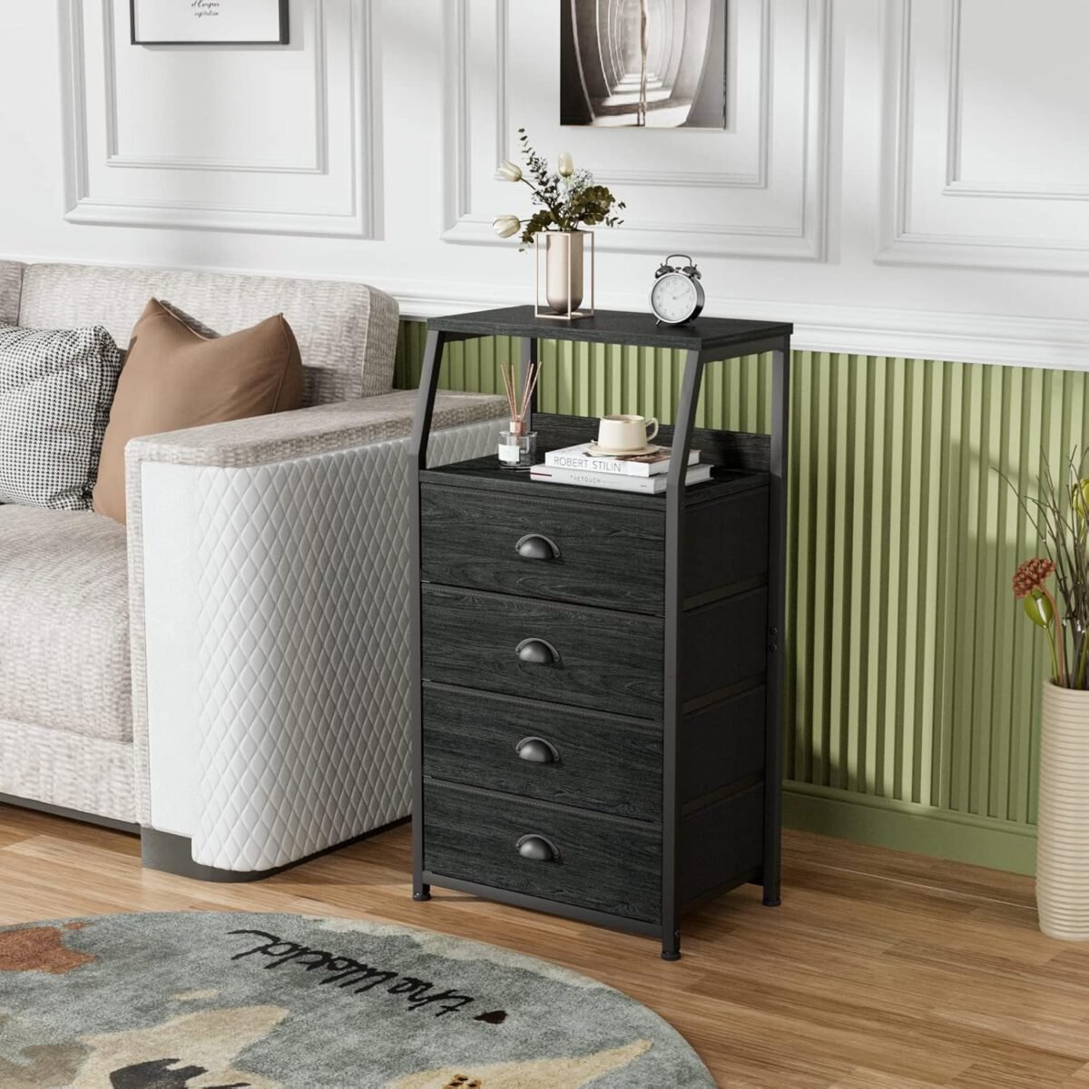 1747820064 furnulem tall 4 drawers dresser vertical storage tower black dresser for bedroom hallway entryway nursery closet organizer nightstand bedside table furniture sturdy steel frame wood top.jpg