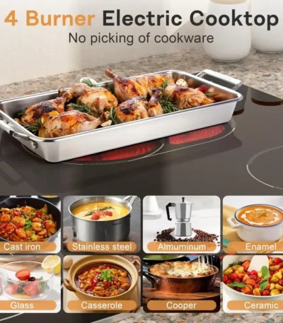 1747843278 30 inch electric cooktop 4 burner electric stove with double ring burner extended zone 6600w electrics cooktop 220v 240v 9 power levels slide control safety lock timer 1200x1200