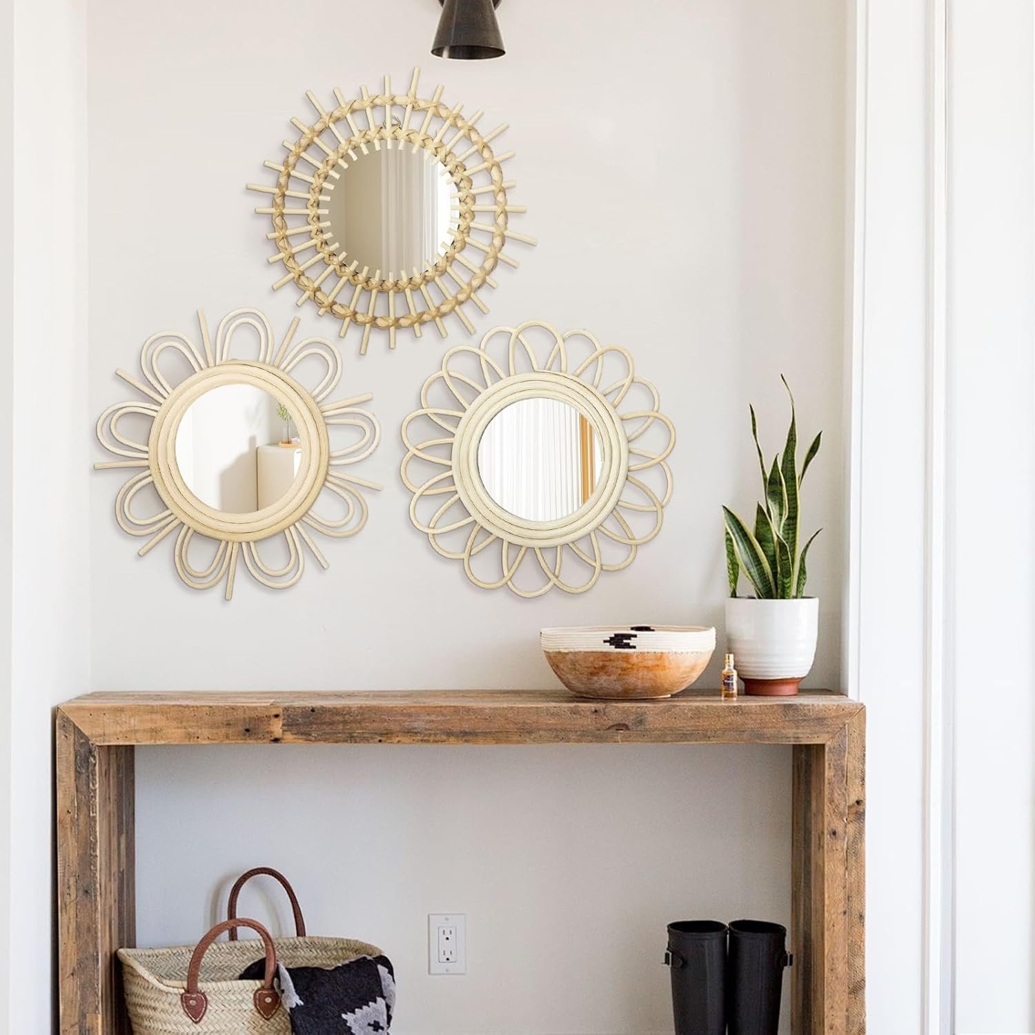 1747868511 briful beige wall mirrors decor set of 3 wooden round wall mirrors wall mounted sunburst mirrors hanging wall art for living room home indoor bedroom decor.jpg