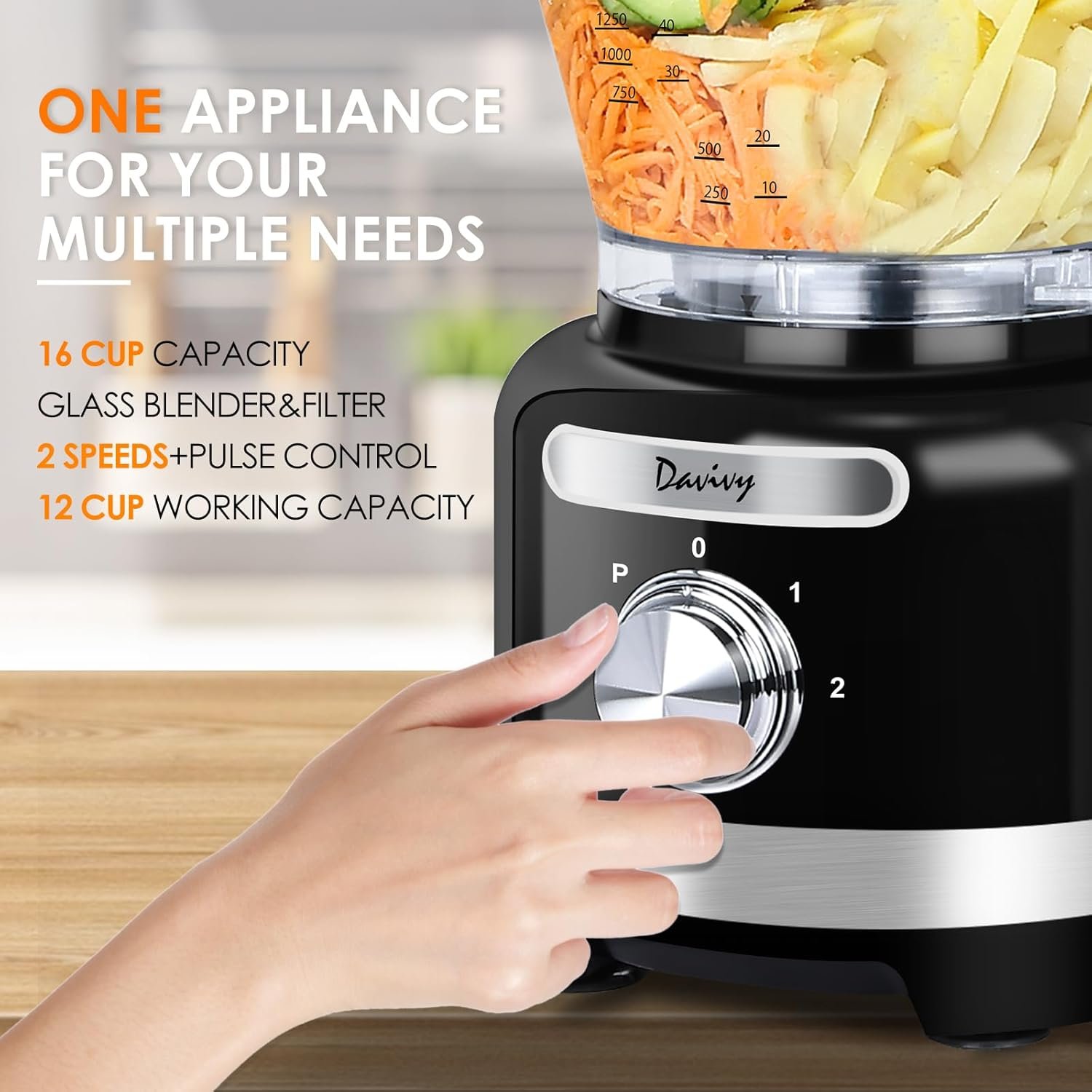 1747948107 davivy 16 cup food processor 6 cup 50oz glass blender filter combo – 10 in 1 multifunction 3.8l processor with 600w motor 2 speeds pulse vegetable chopper meat grinder for home use black.jpg