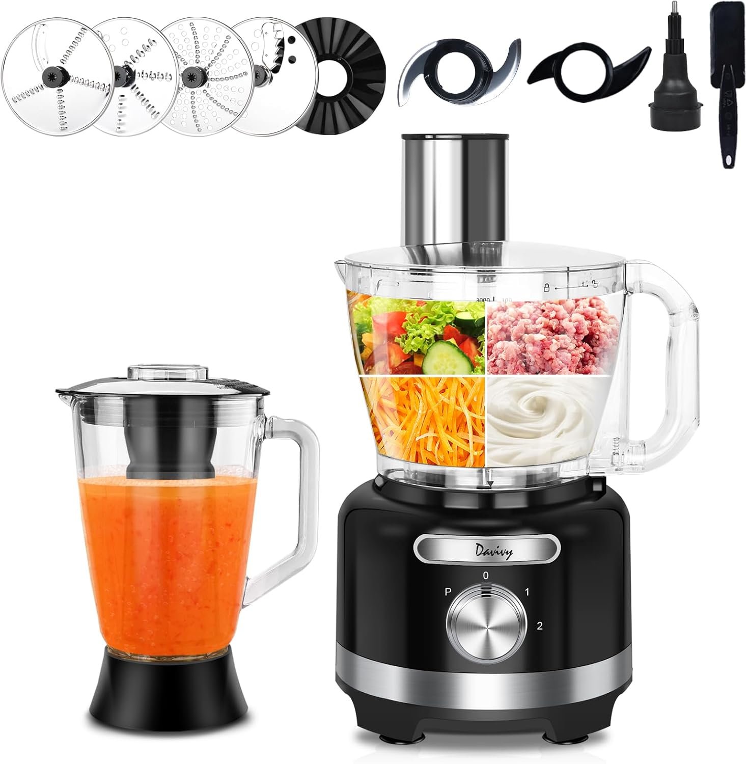 1747948115 davivy 16 cup food processor 6 cup 50oz glass blender filter combo – 10 in 1 multifunction 3.8l processor with 600w motor 2 speeds pulse vegetable chopper meat grinder for home use black.jpg