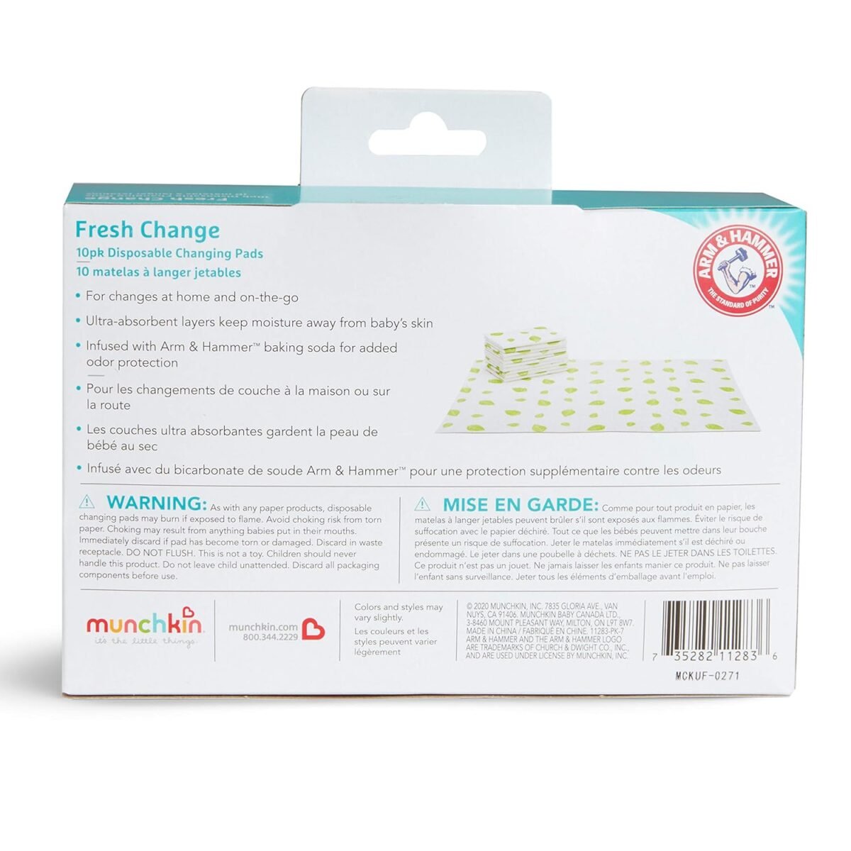 1748019560 munchkin® arm hammer disposable changing pad 10 count whitegreen.jpg