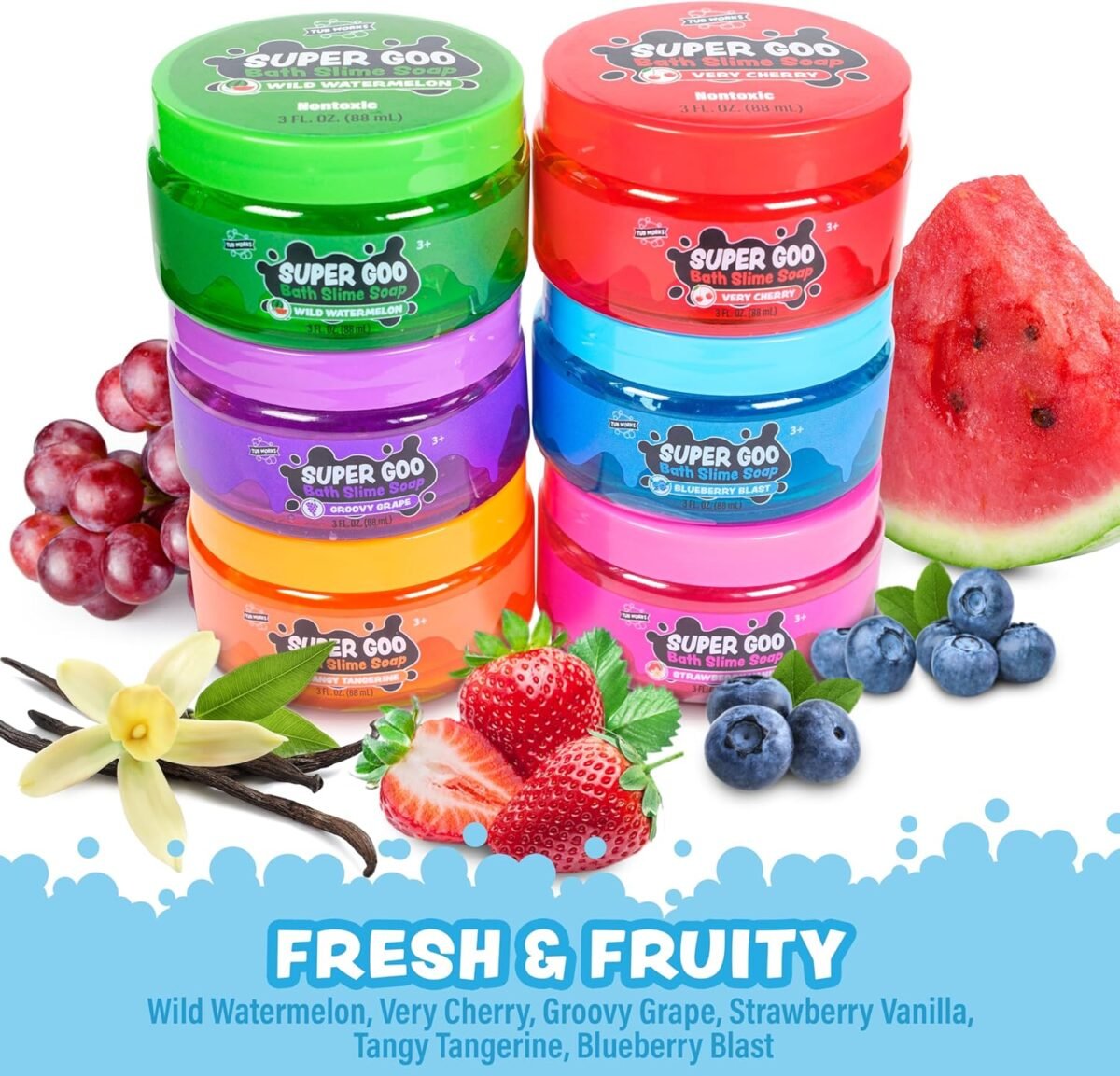 1748020603 tub works® super goo bath slime™ kids soap bath toy 6 pack stretchy squishy slime soap for kids bath fresh fruity scents nontoxic sensory fun kids toddler bath toys.jpg