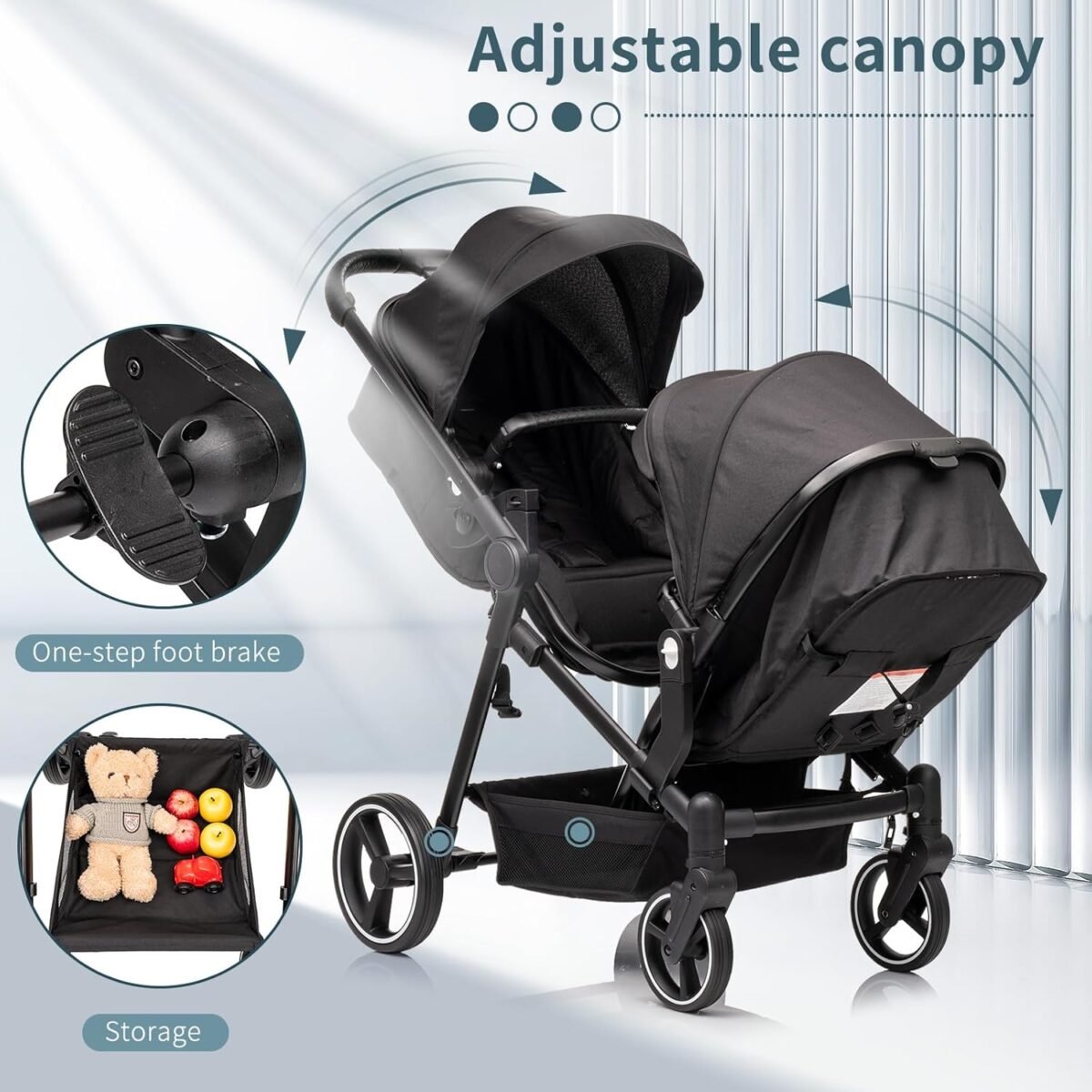 1748021014 twins strollersingle double lightweight travel folding stroller reversible bassinet pram for newborntoddler with 5 point harnessadjustable canopyguardrailsstorage.jpg